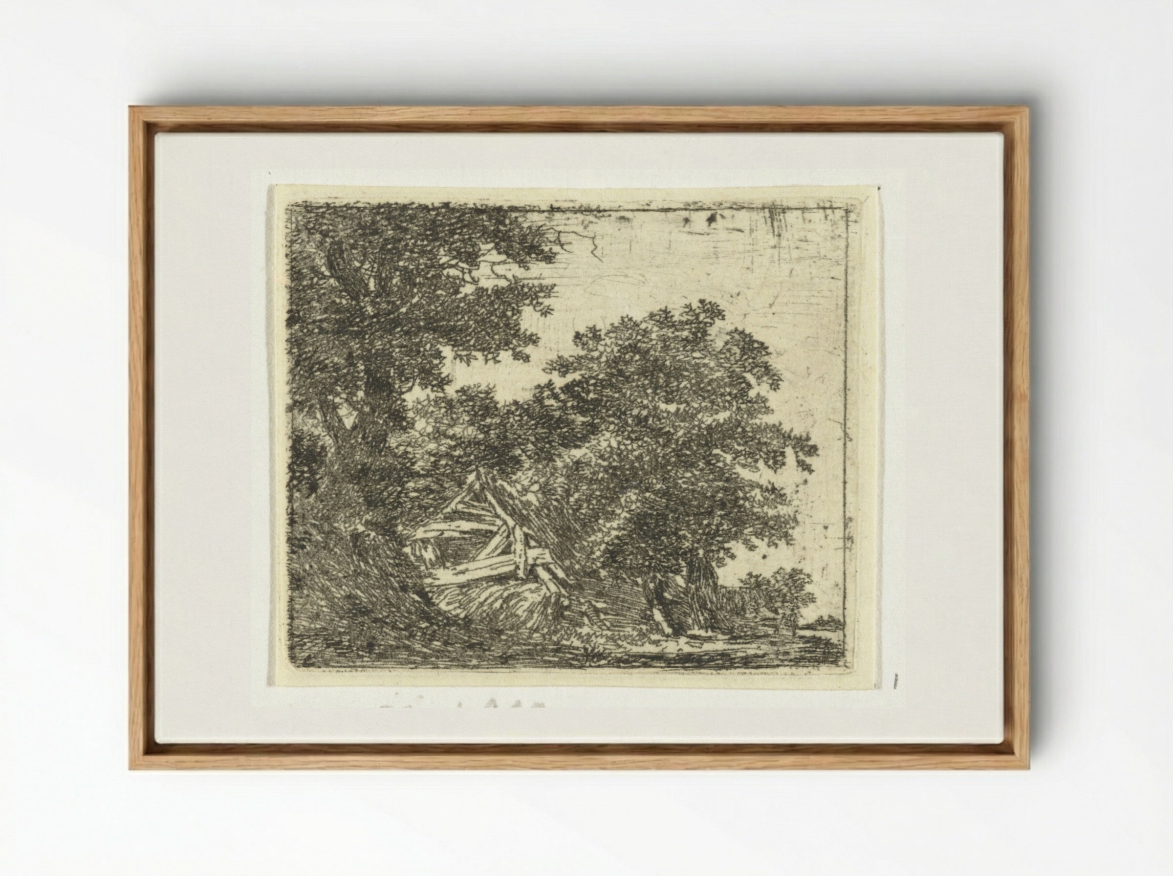 Vervallen hut in bos - Hermanus van Brussel - Framed Canvas Wood