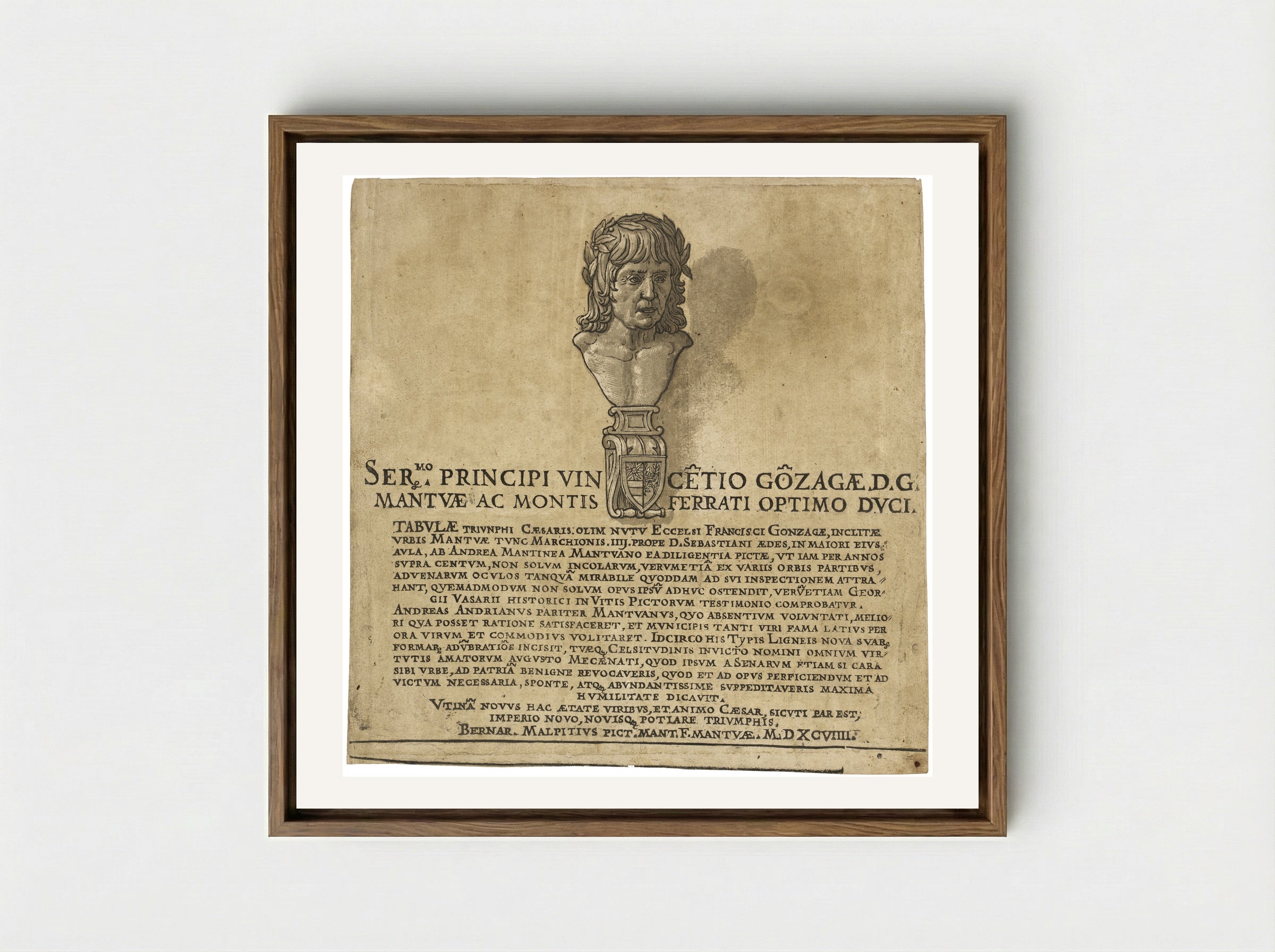 Title Page with Portrait of Andrea Mantegna - Andrea Andreani - Framed Canvas Wood