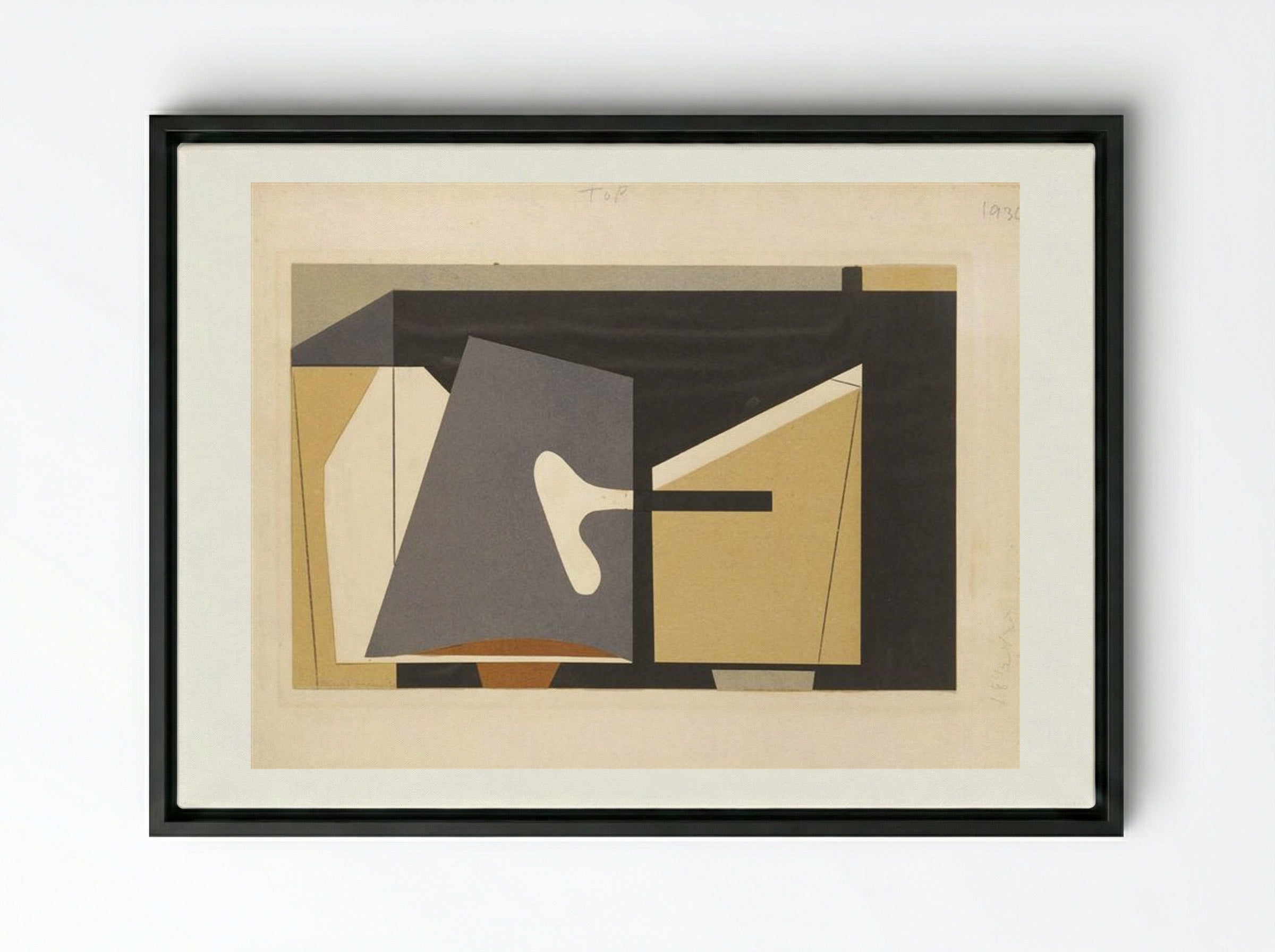 Untitled (Geometric Composition, 1936) - Balcomb Greene - Framed Canvas Black