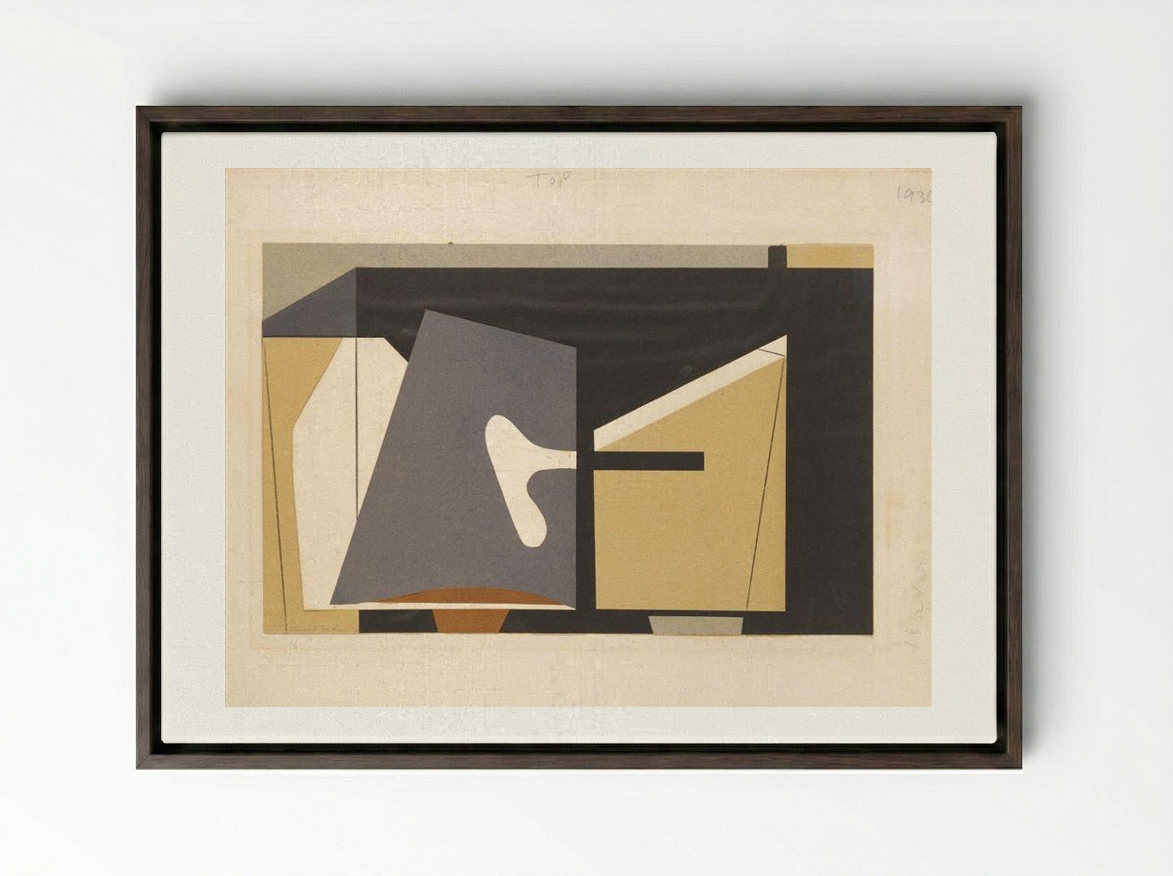 Untitled (Geometric Composition, 1936) - Balcomb Greene - Framed Canvas Dark Wood
