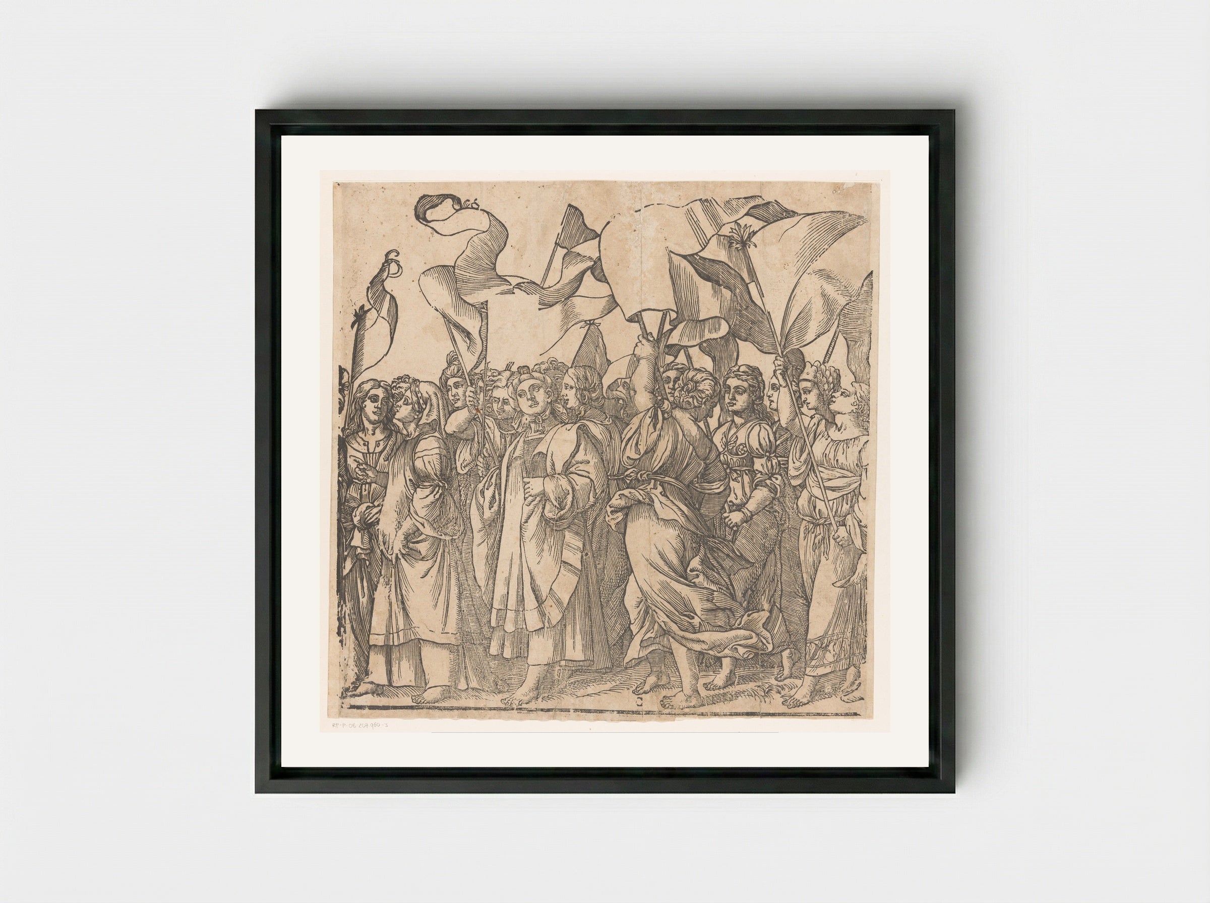 Triomf van Christus (derde deel) - Andrea Andreani - Framed Canvas Black