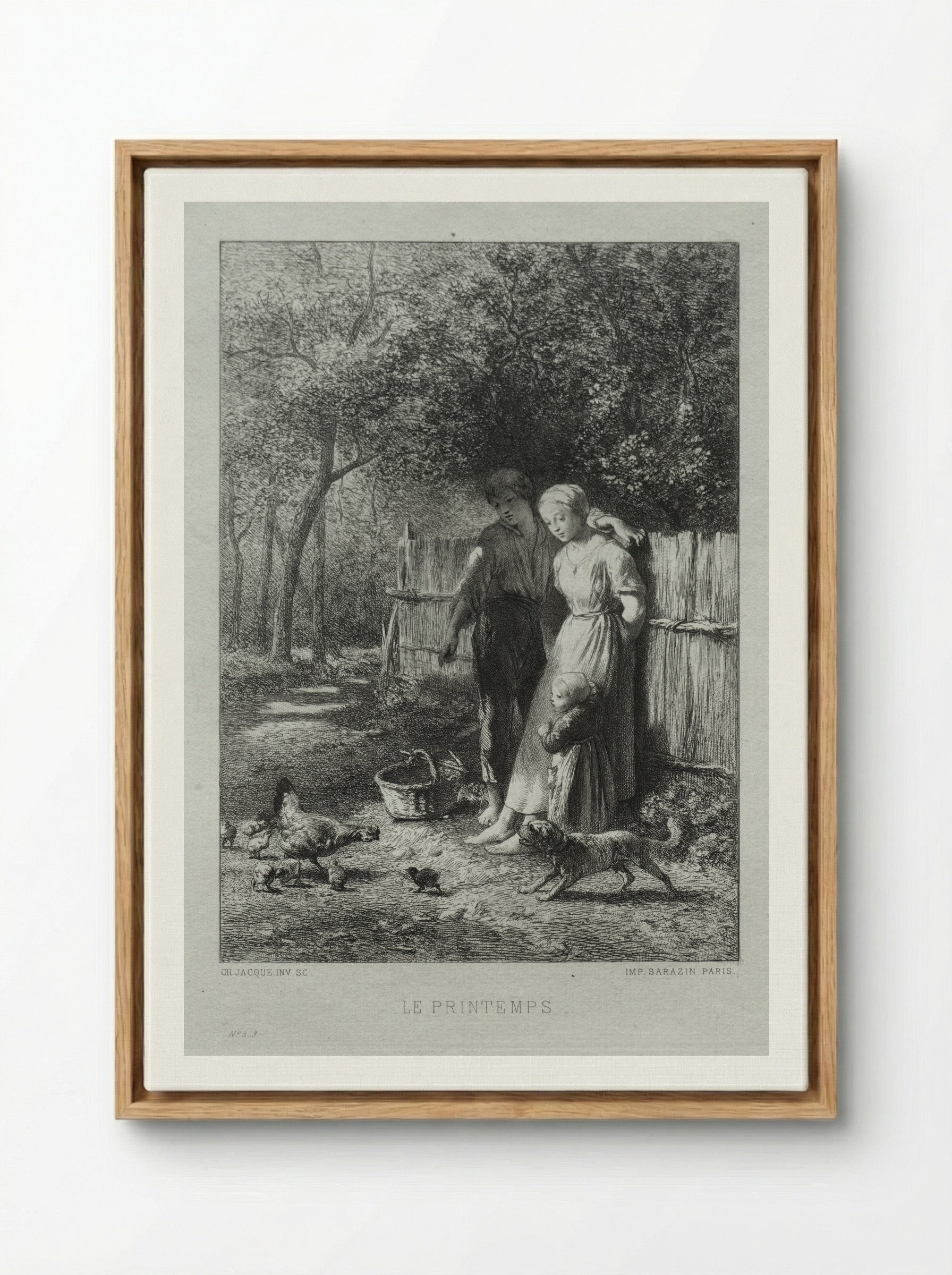 Le Printemps (Springtime) - Charles Jacque - Framed Canvas Wood