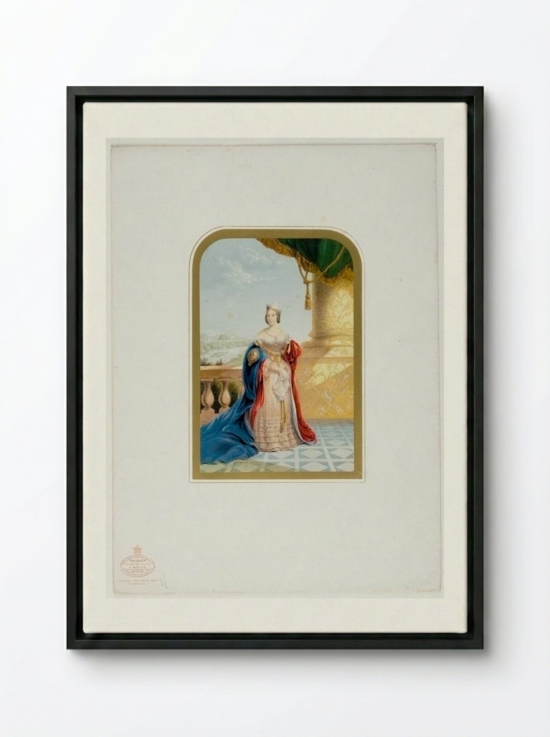Her Most Gracious Majesty the Queen - George Baxter - Framed Canvas Black