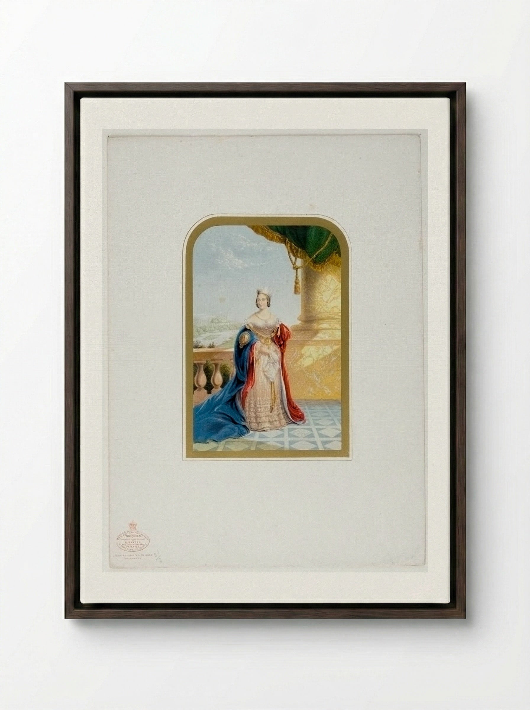 Her Most Gracious Majesty the Queen - George Baxter - Framed Canvas Dark Wood