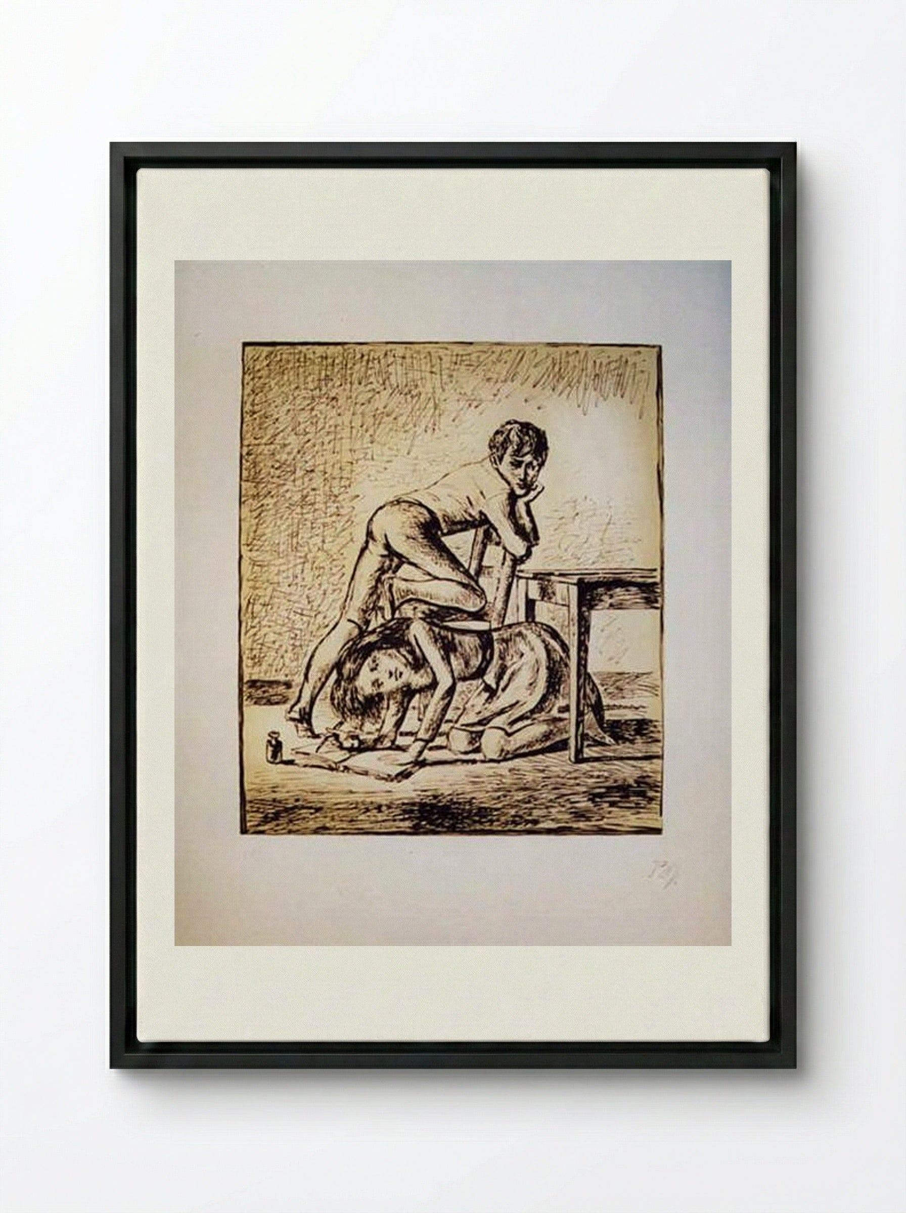 Cathy - Balthus - Framed Canvas Black