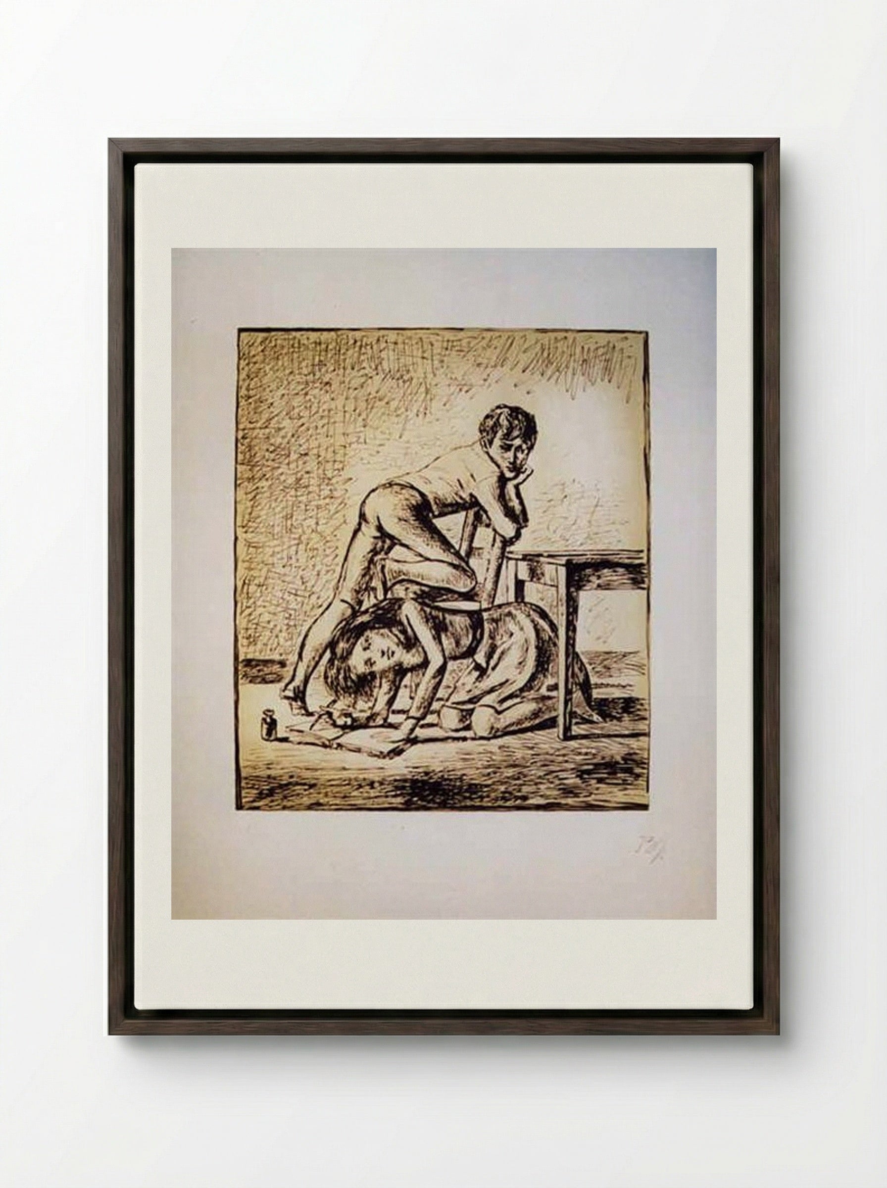Cathy - Balthus - Framed Canvas Dark Wood