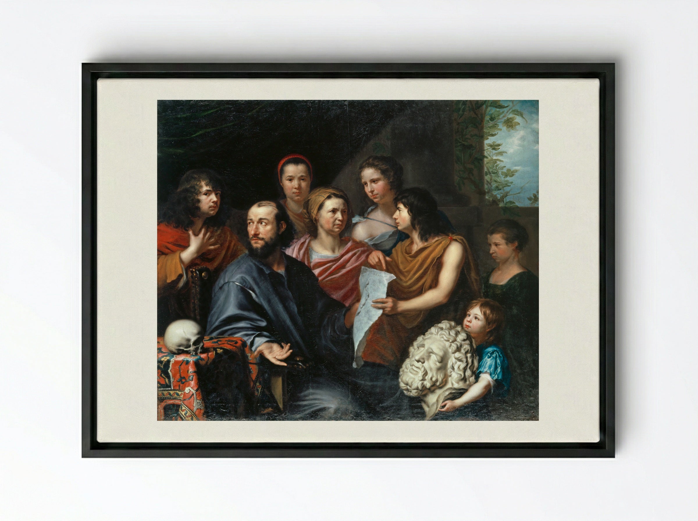 Self-Portrait with Family - Matthäus Merian (I) - Framed Canvas Black