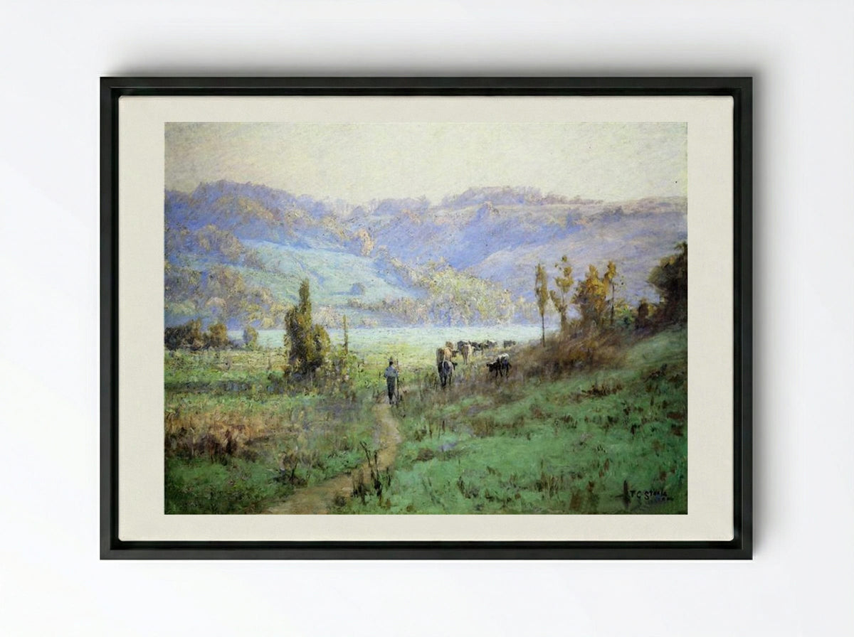 In the Whitewater Valley near Metamora - T. C. Steele - Framed Canvas Black