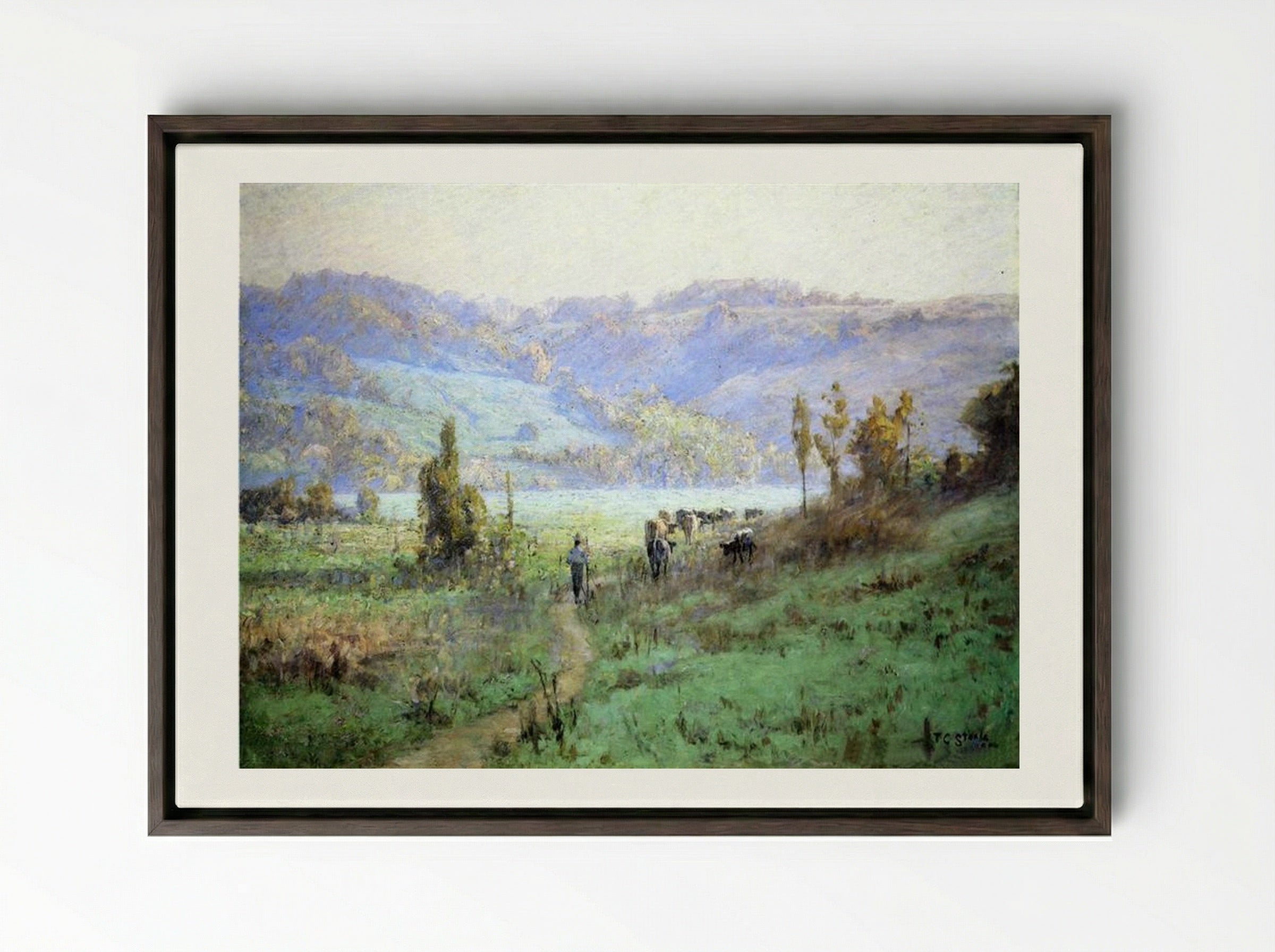 In the Whitewater Valley near Metamora - T. C. Steele - Framed Canvas Dark Wood