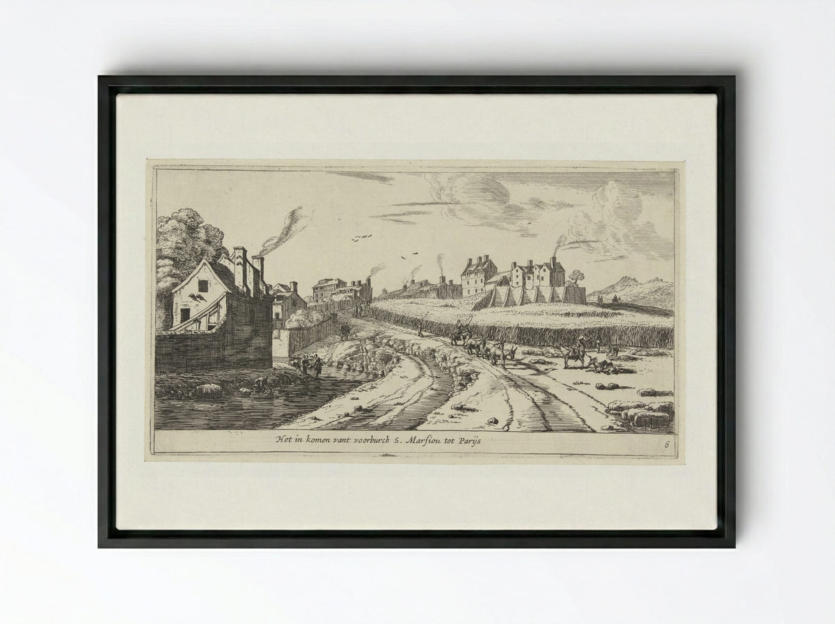 Het in komen vant voorburch S. Marsiou tot Parijs - Reinier Nooms - Framed Canvas Black