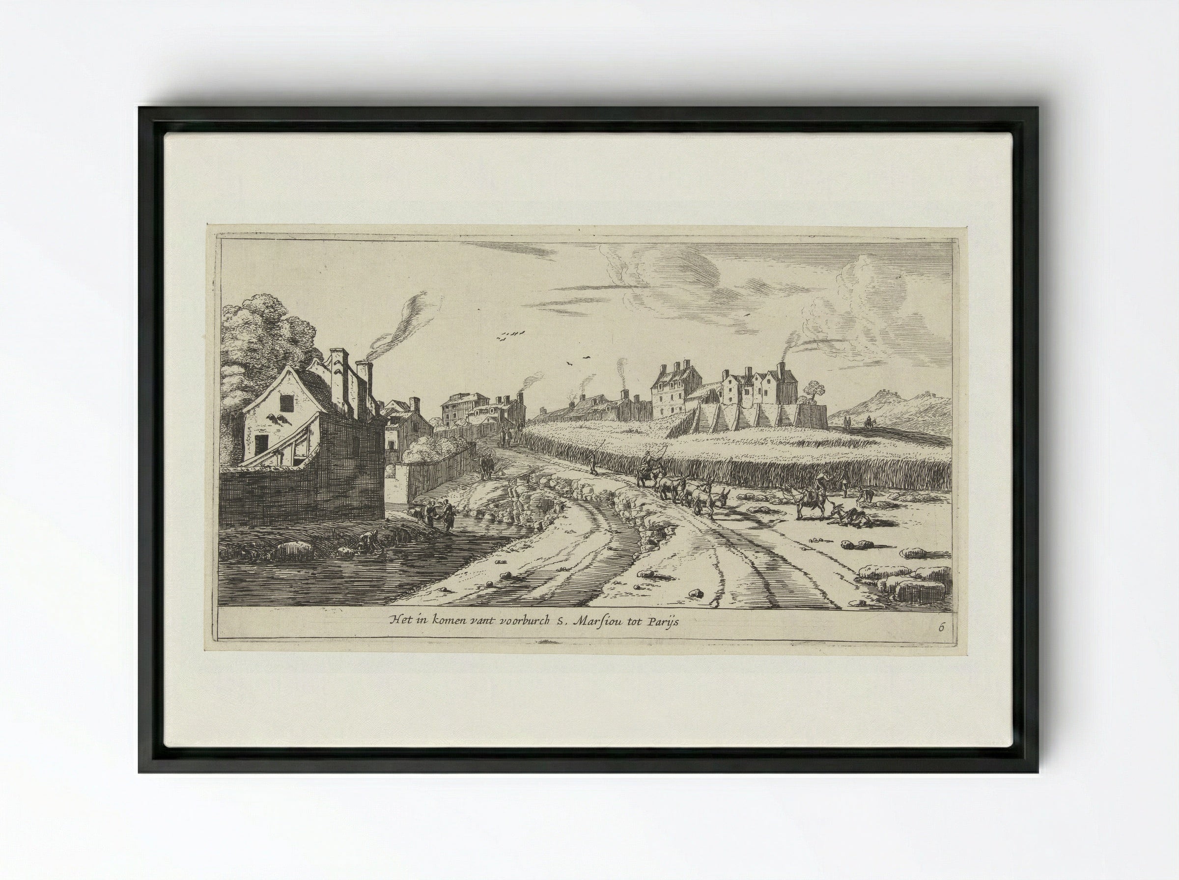 Het in komen vant voorburch S. Marsiou tot Parijs - Reinier Nooms - Framed Canvas Black
