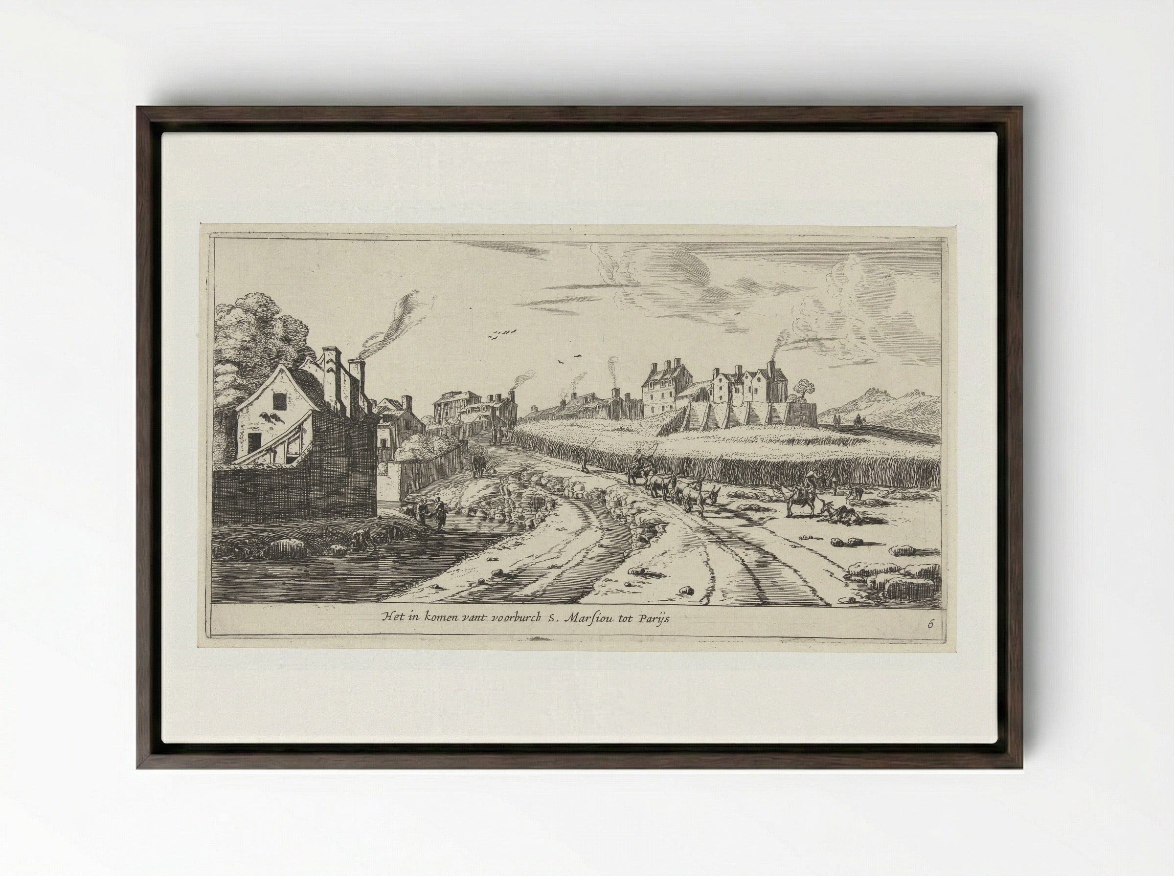 Het in komen vant voorburch S. Marsiou tot Parijs - Reinier Nooms - Framed Canvas Dark Wood
