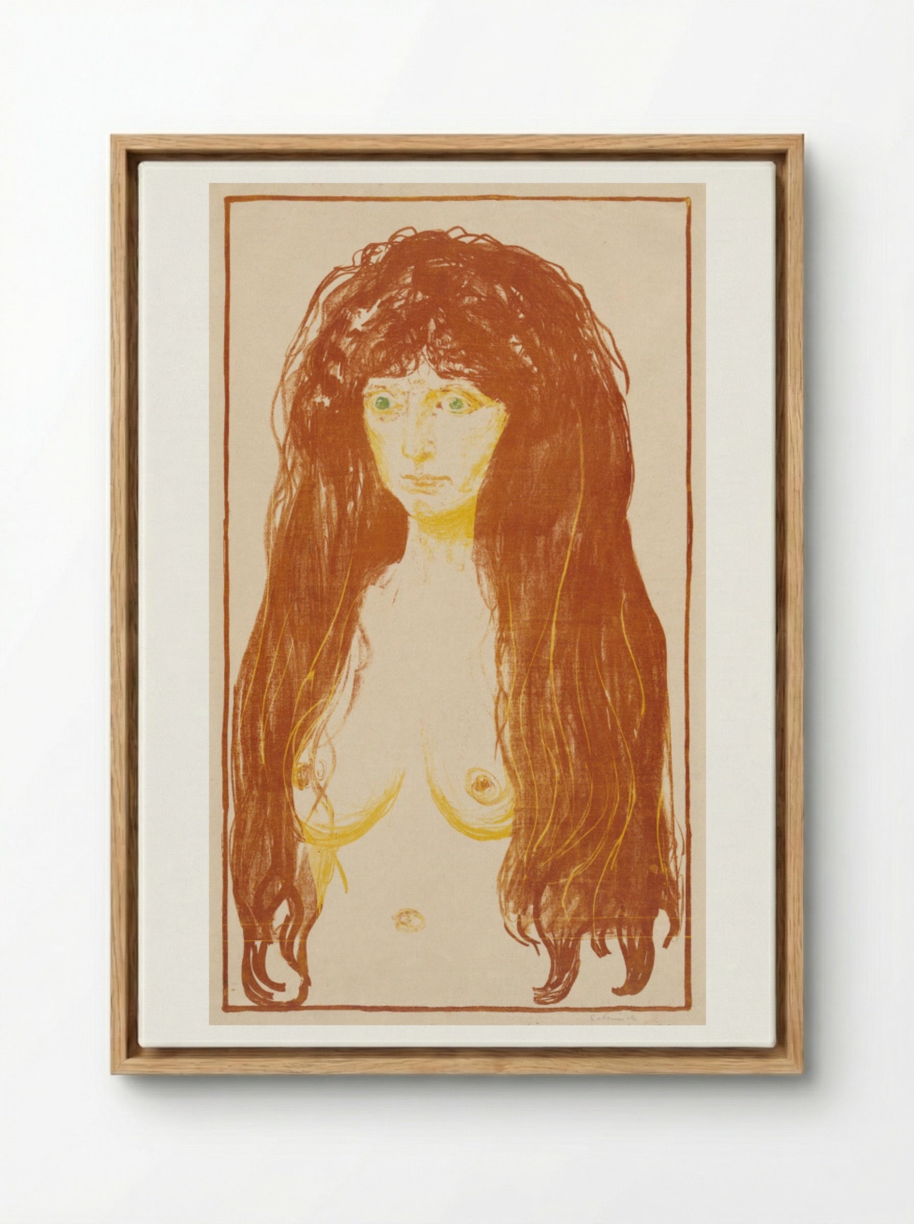 Woman with Red Hair and Green Eyes (The Sin) - Edvard Munch - Framed Canvas Wood