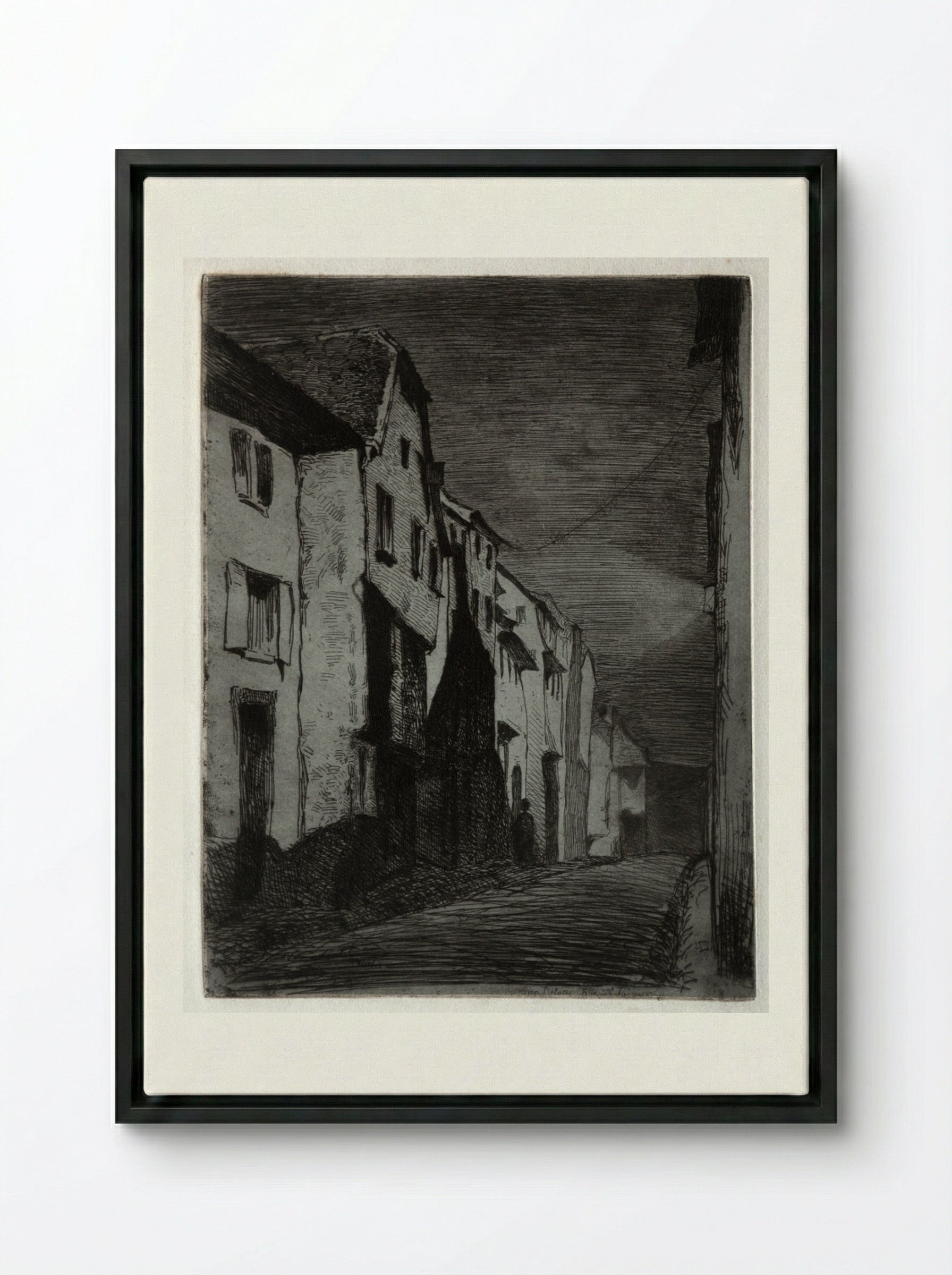 Street at Saverne - James McNeill Whistler - Framed Canvas Black