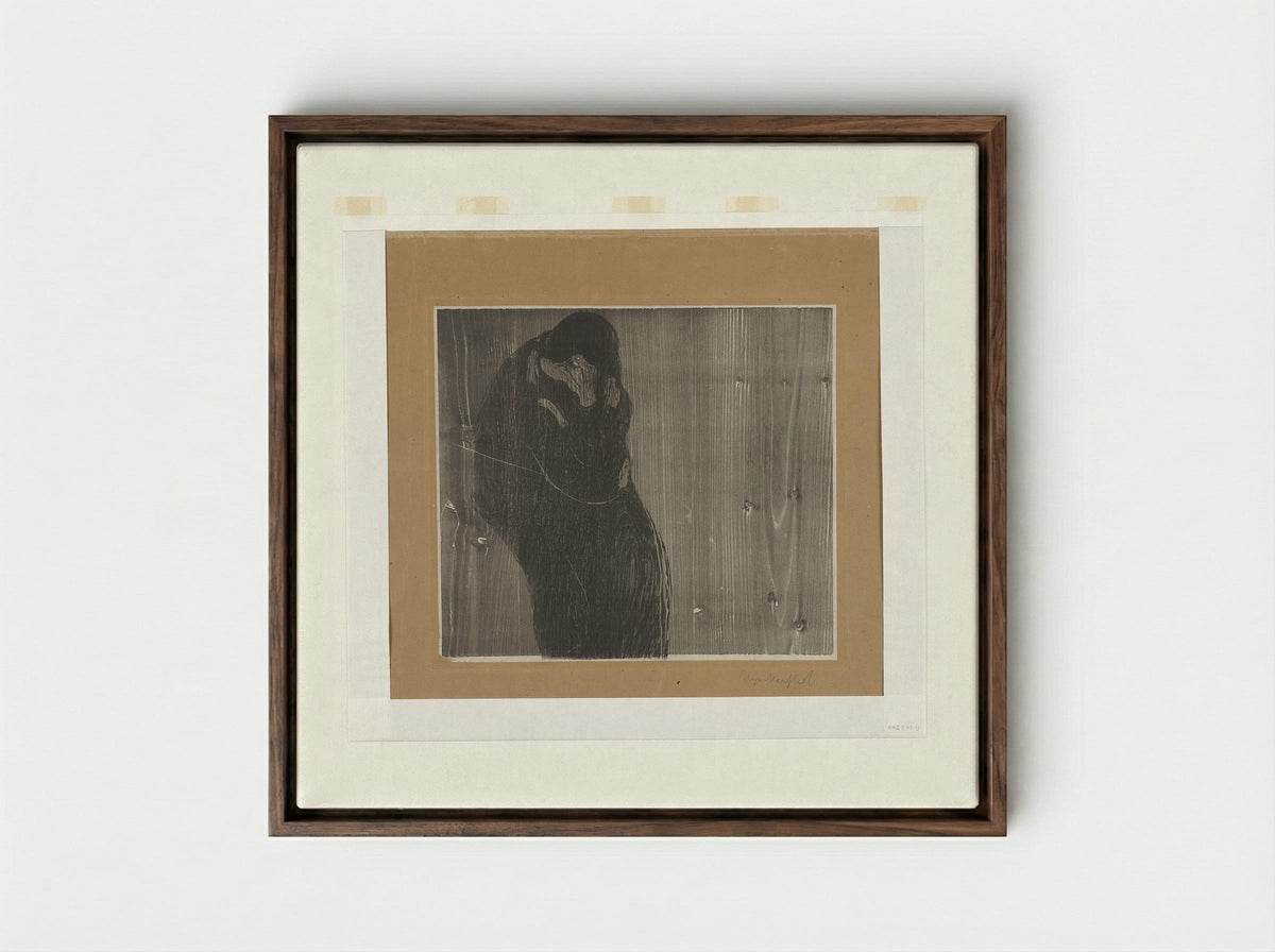 The Kiss III - Edvard Munch - Framed Canvas Dark Wood