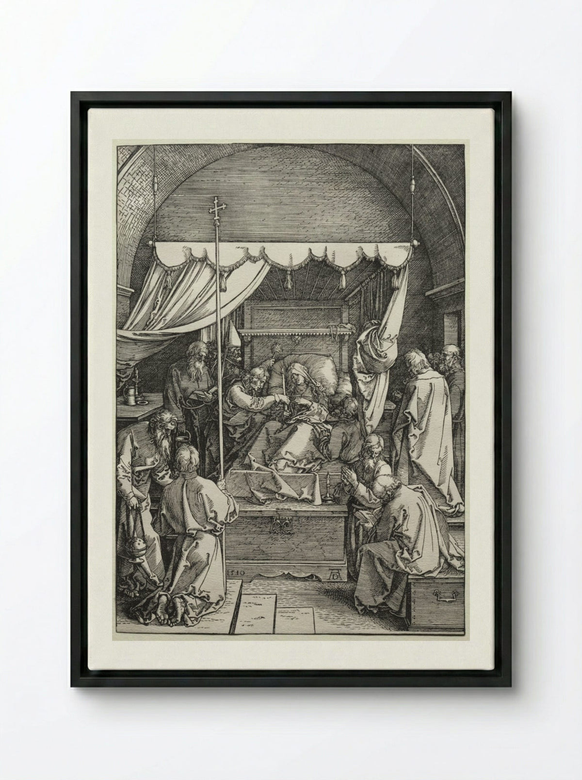 The Death of the Virgin - Albrecht Dürer - Framed Canvas Black