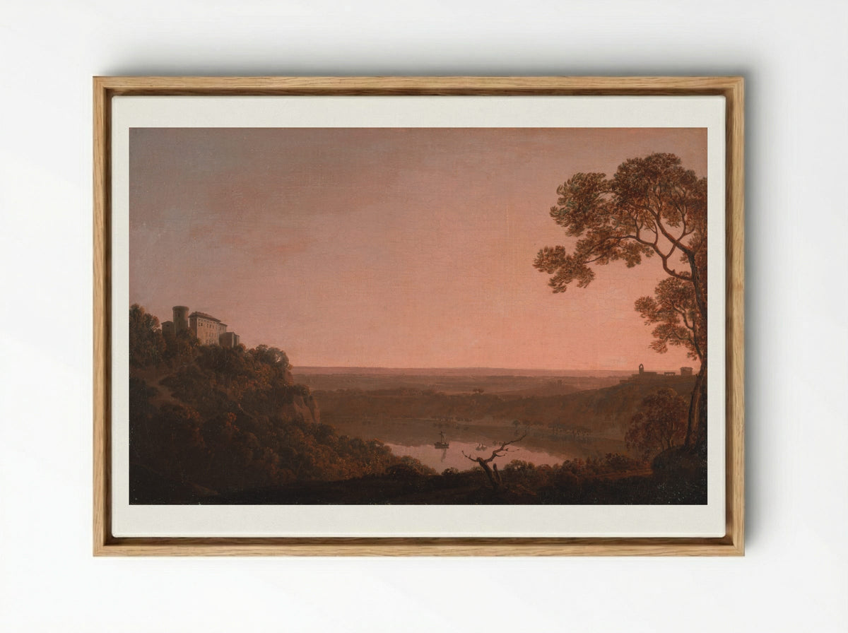 View of the Lake of Nemi - Joseph Wright of Derby - Framed Canvas Wood