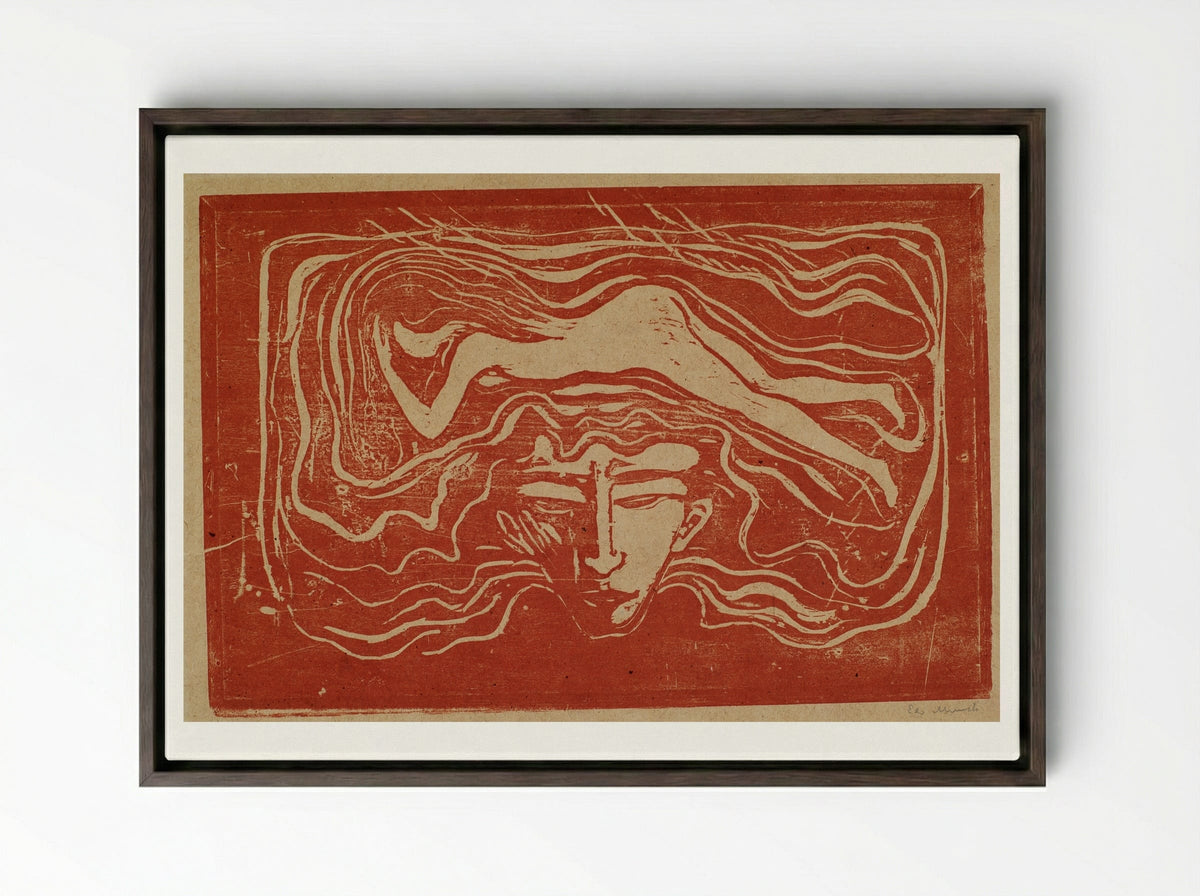 In a Man's Brain - Edvard Munch - Framed Canvas Dark Wood