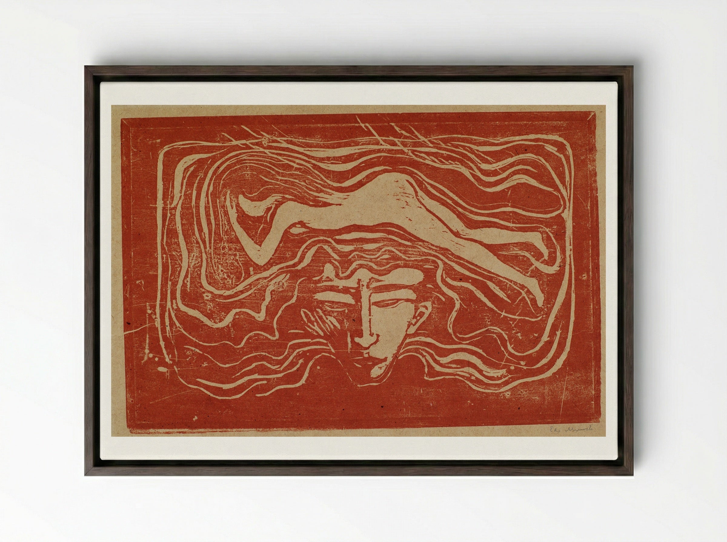 In a Man's Brain - Edvard Munch - Framed Canvas Dark Wood