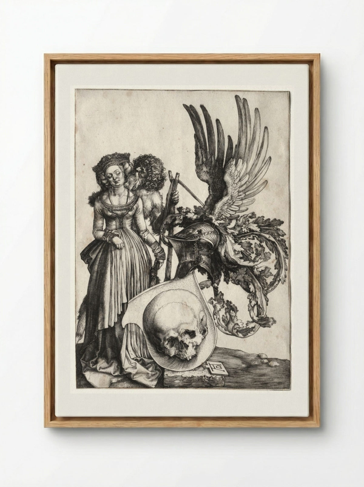 Coat of Arms with a Skull - Albrecht Dürer - Framed Canvas Wood
