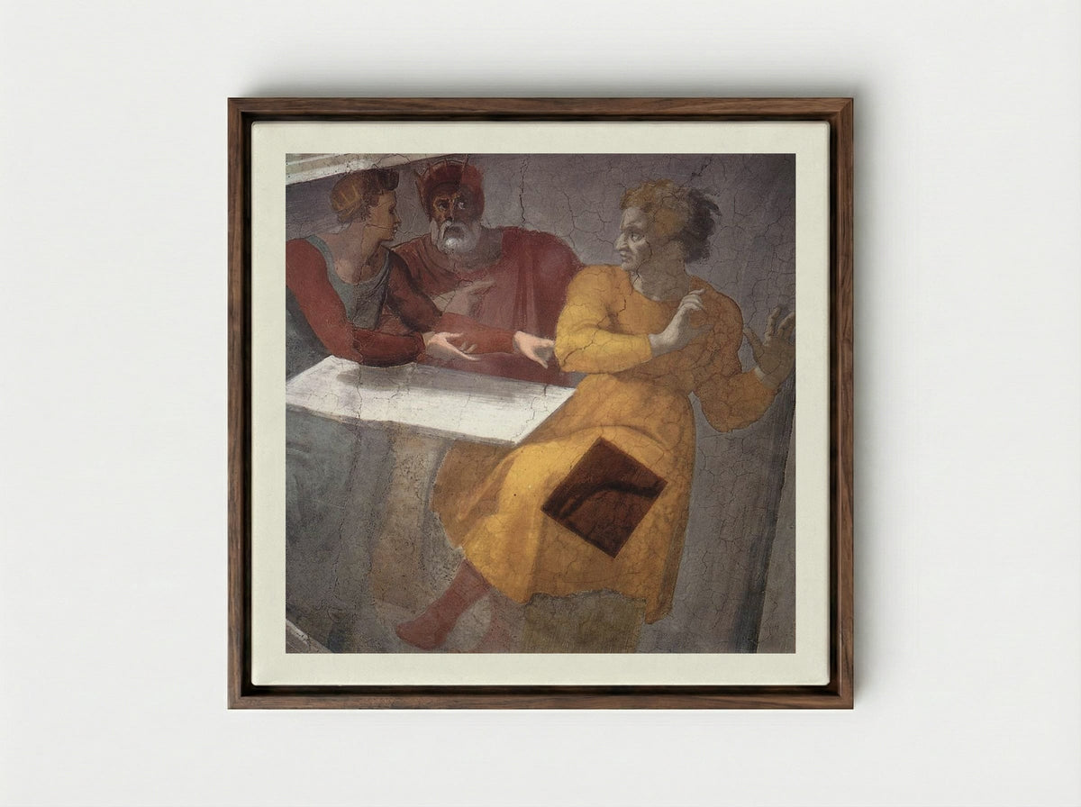 The Punishment of Haman - Michelangelo Buonarroti - Framed Canvas Dark Wood
