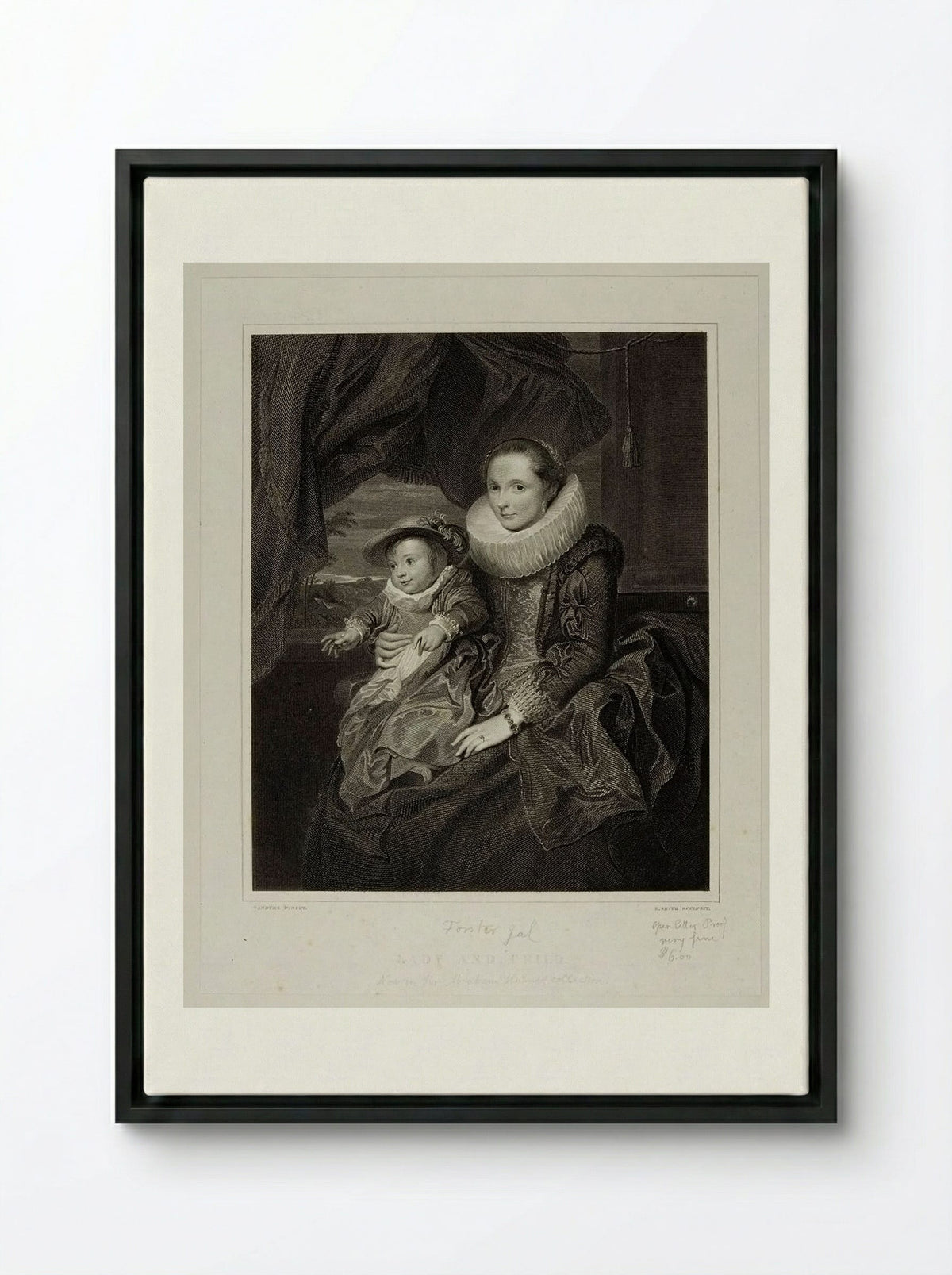 Lady and Child - Edward Smith - Framed Canvas Black