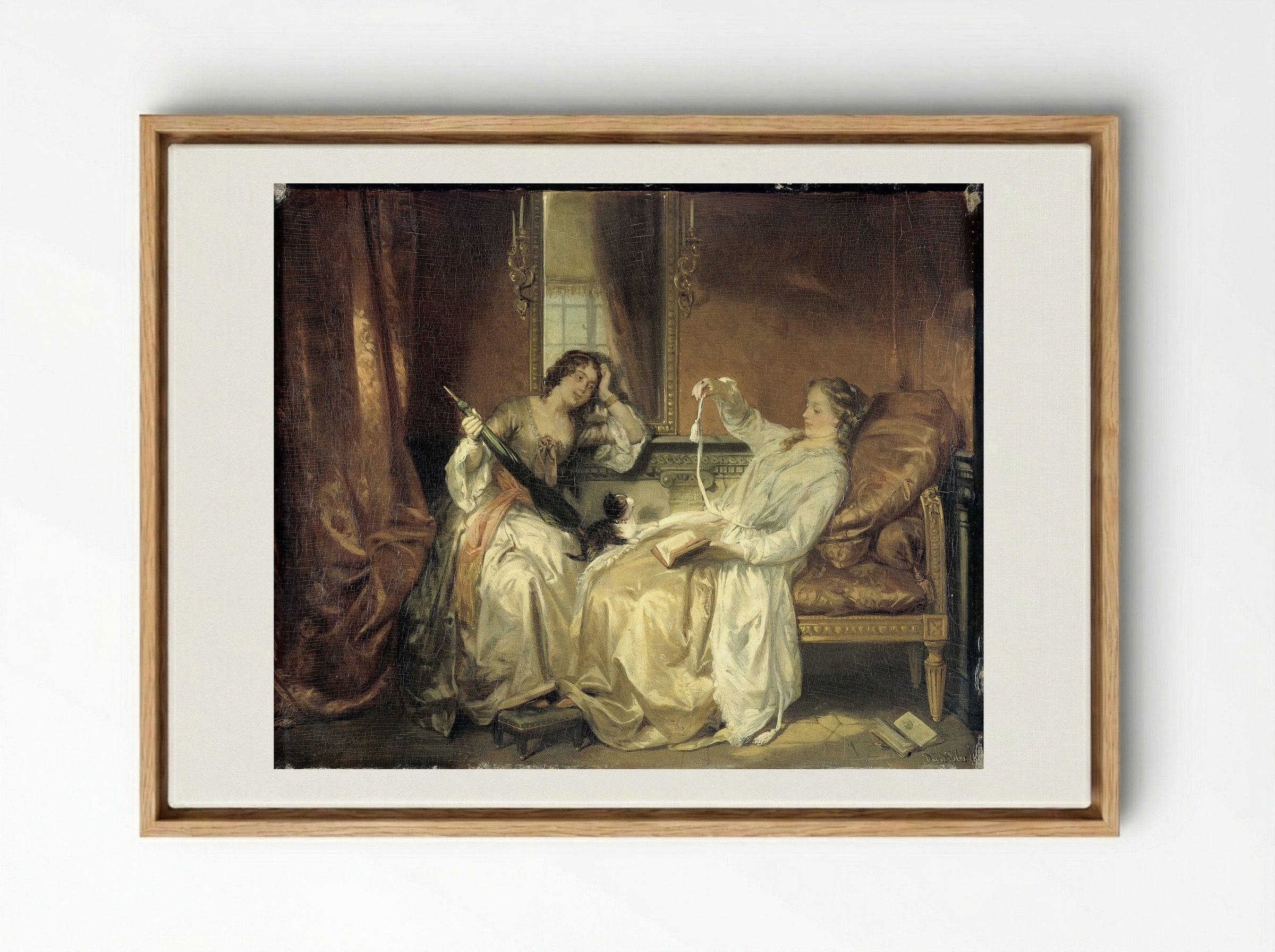 De conversatie - David Bles - Framed Canvas Wood