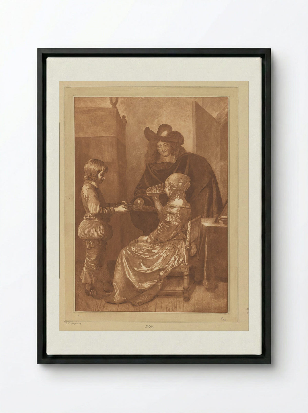 Heer en dame met page - Cornelis Brouwer - Framed Canvas Black