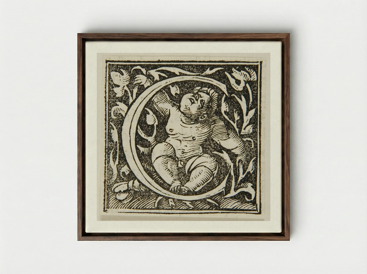 Letter C - Urs Graf - Framed Canvas Dark Wood