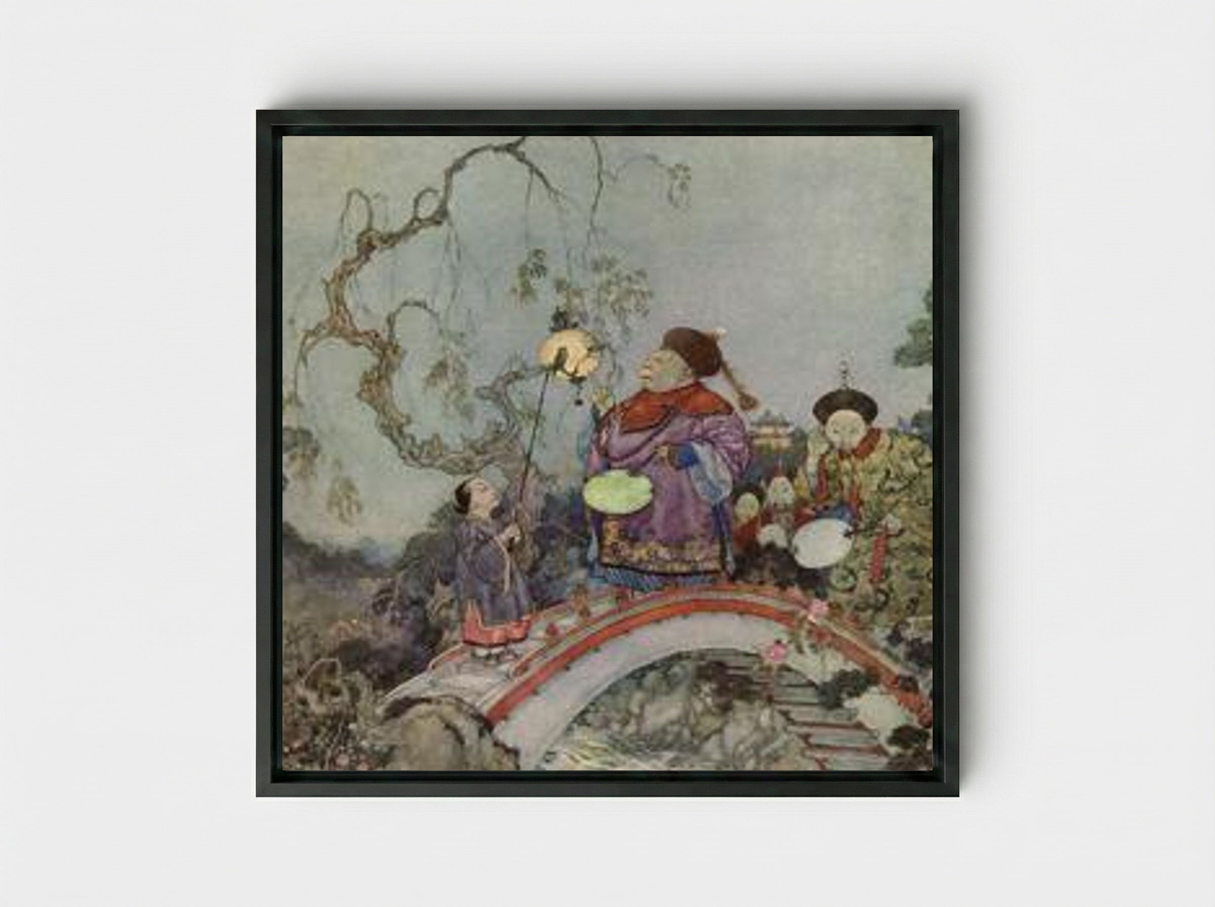 The Gentleman-in-Waiting (The Nightingale) - Edmund Dulac - Framed Canvas Black