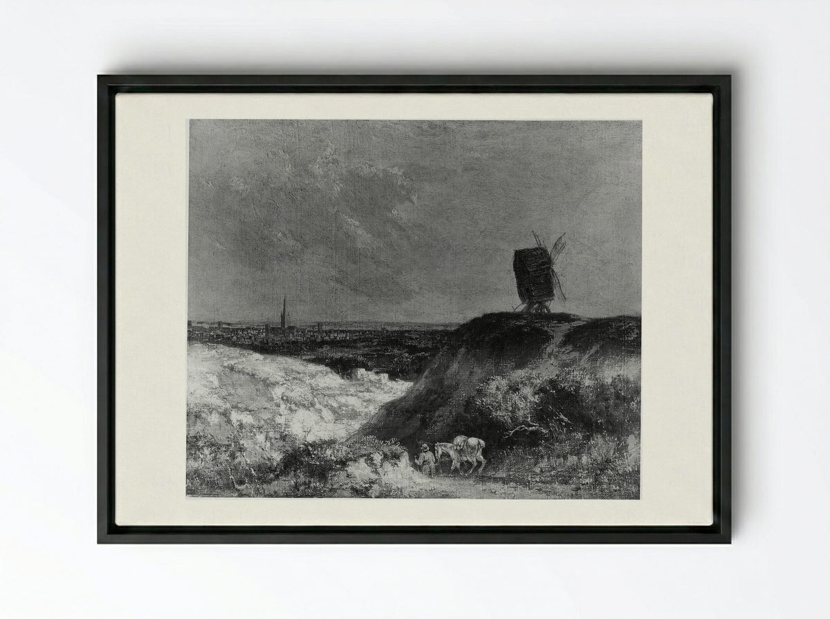 A Windmill near Norwich - John Crome - Framed Canvas Black