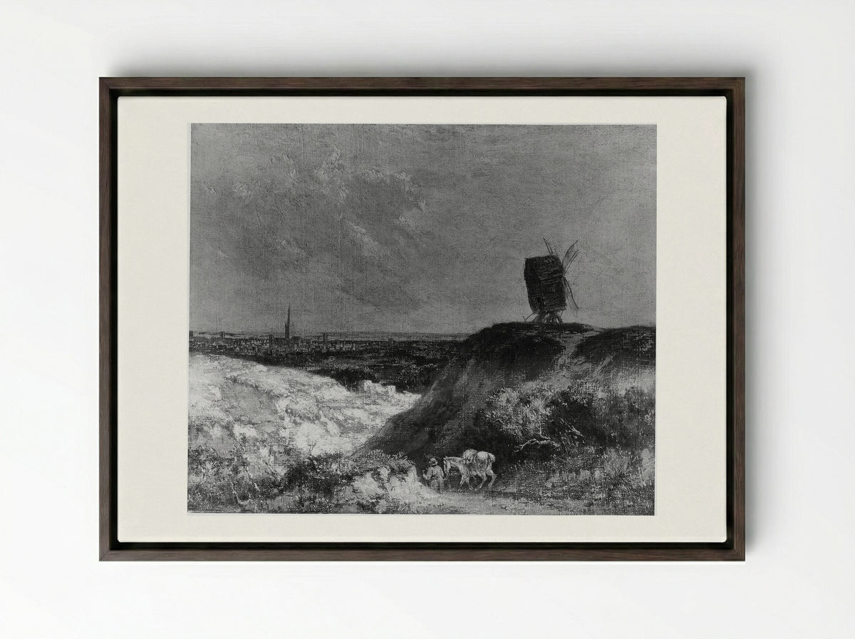 A Windmill near Norwich - John Crome - Framed Canvas Dark Wood