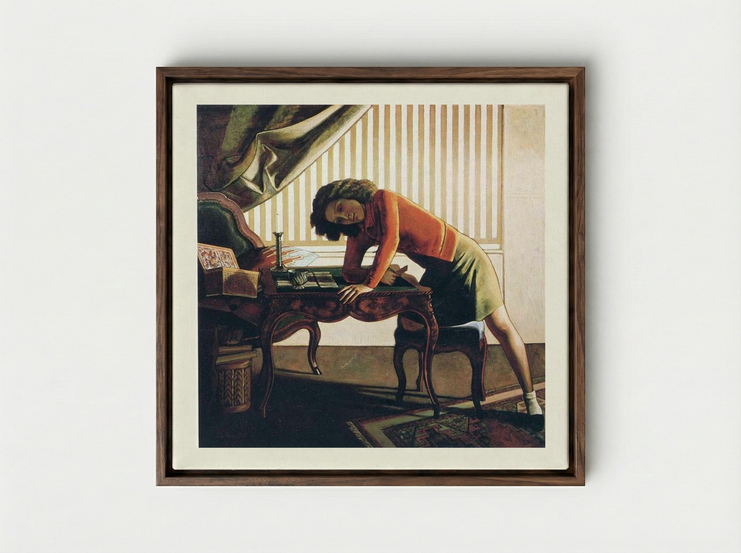 Patience - Balthus - Framed Canvas Dark Wood