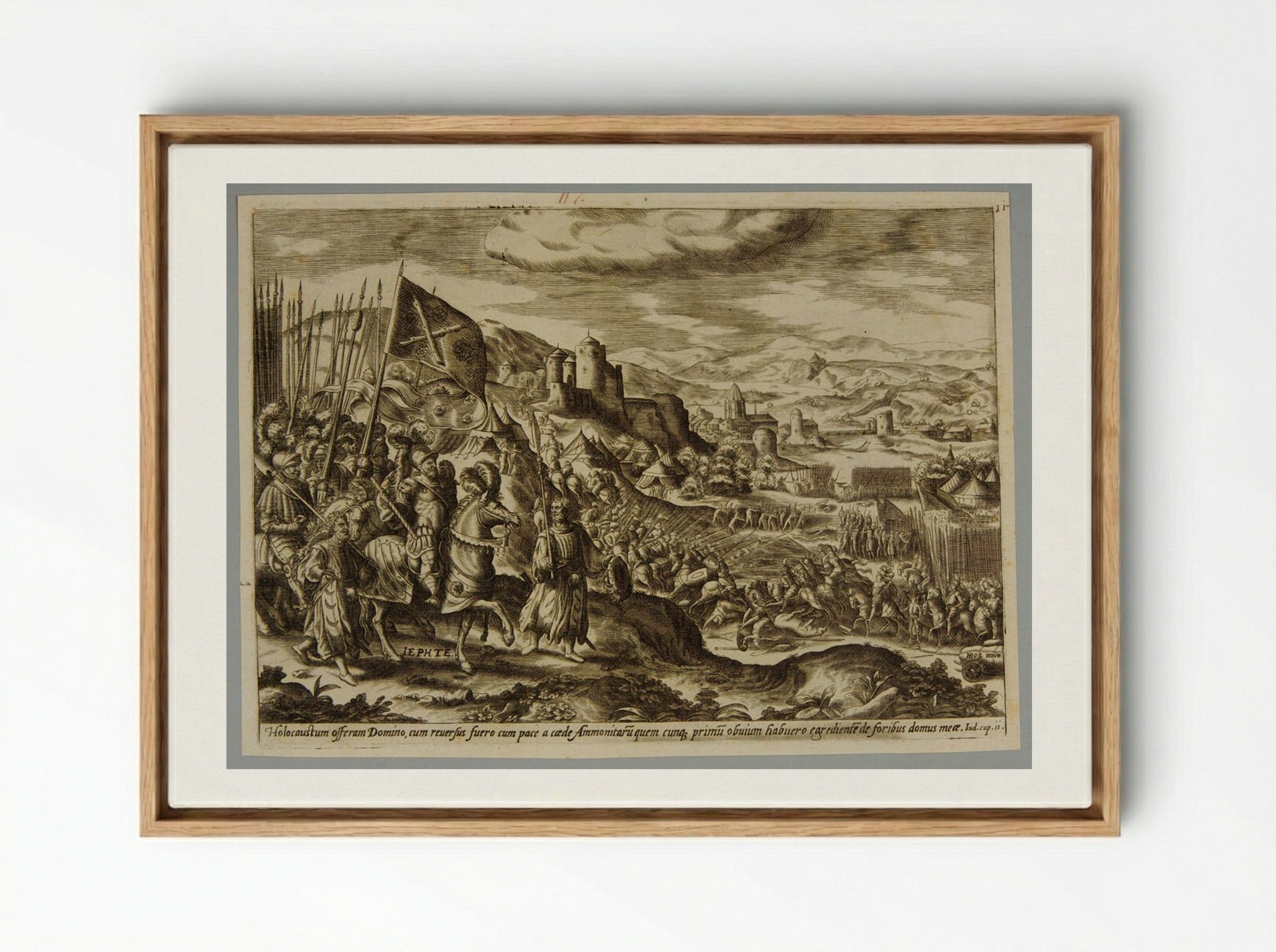 The Story of Jephta, Pl. I - Gerard de Jode - Framed Canvas Wood