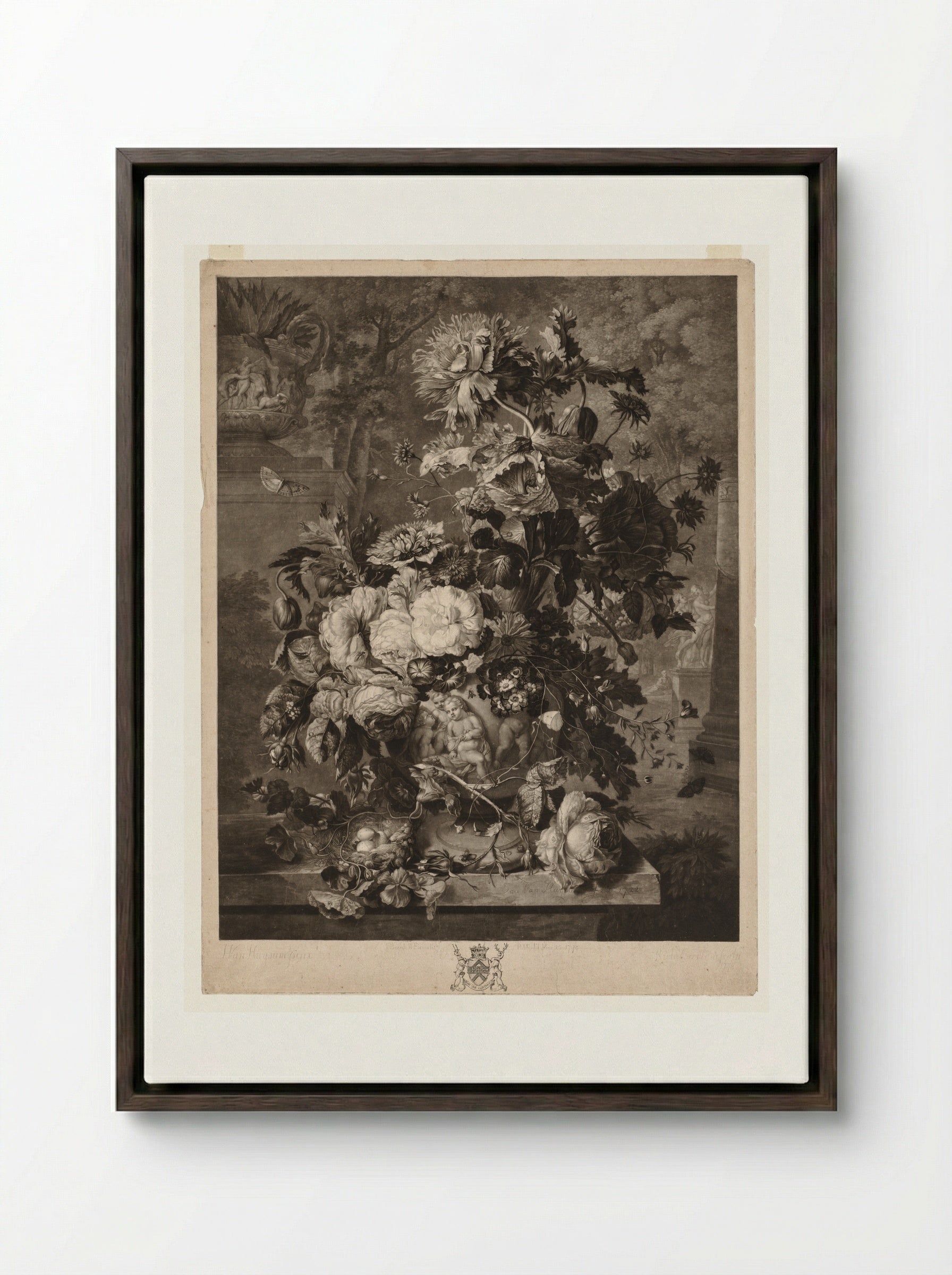 Flower Piece - Richard Earlom - Framed Canvas Dark Wood