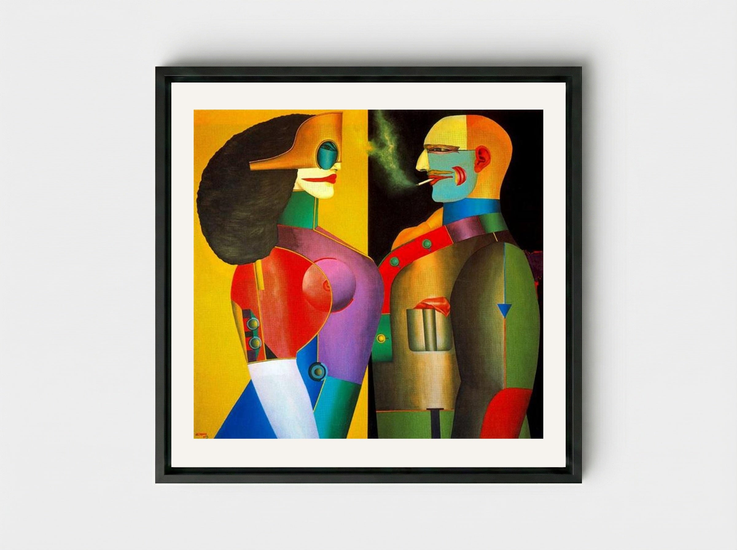 The Couple - Richard Lindner - Framed Canvas Black