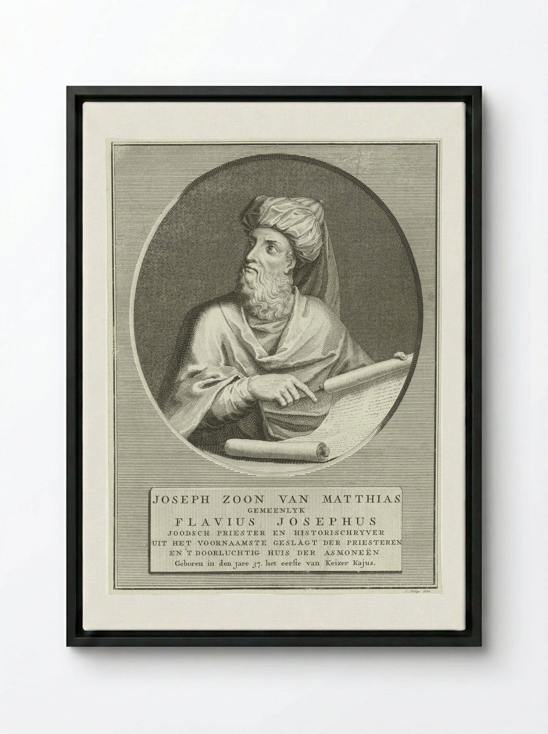 Portret van Flavius Josephus - Jan Caspar Philips - Framed Canvas Black