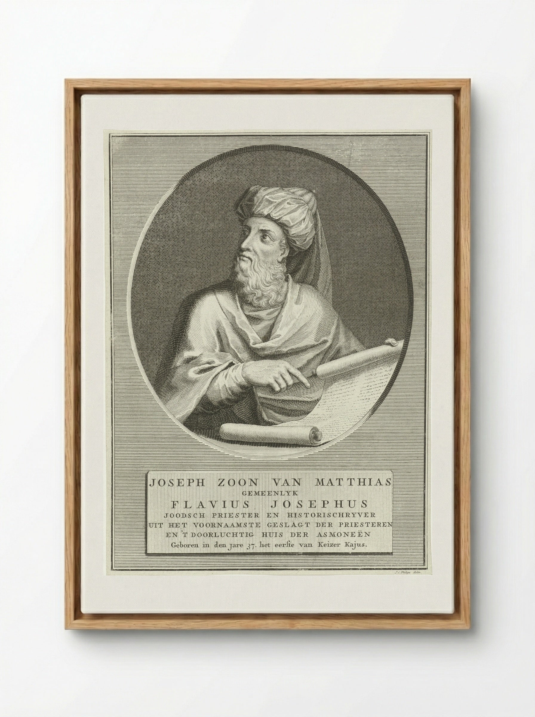Portret van Flavius Josephus - Jan Caspar Philips - Framed Canvas Wood
