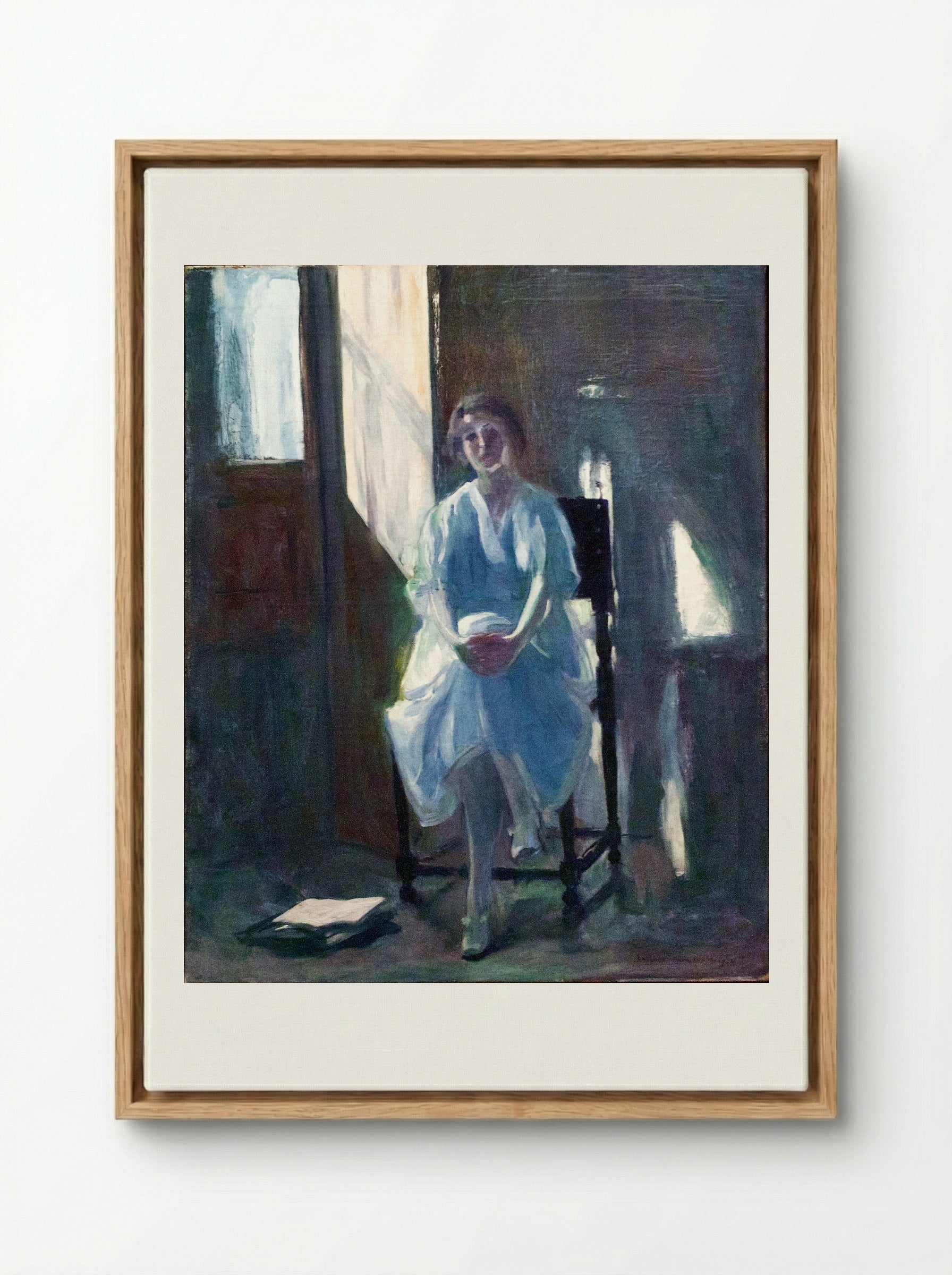 Sinfonia Azul (Maria) - António Carneiro - Framed Canvas Wood
