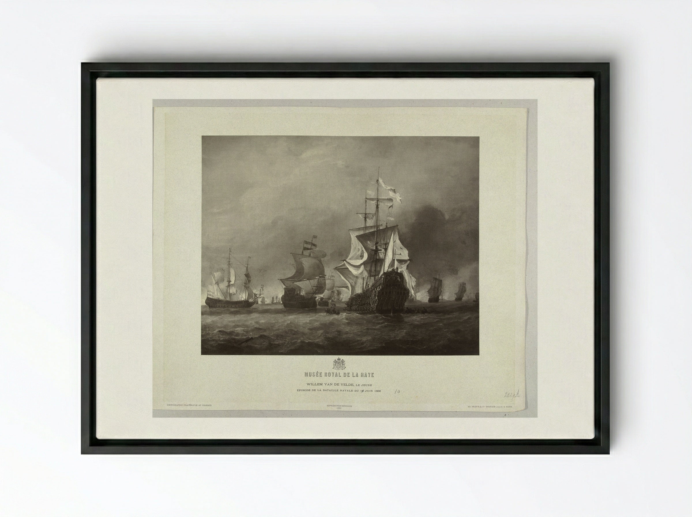 The Capture of the Royal Prince - Adolphe Braun & Cie. - Framed Canvas Black
