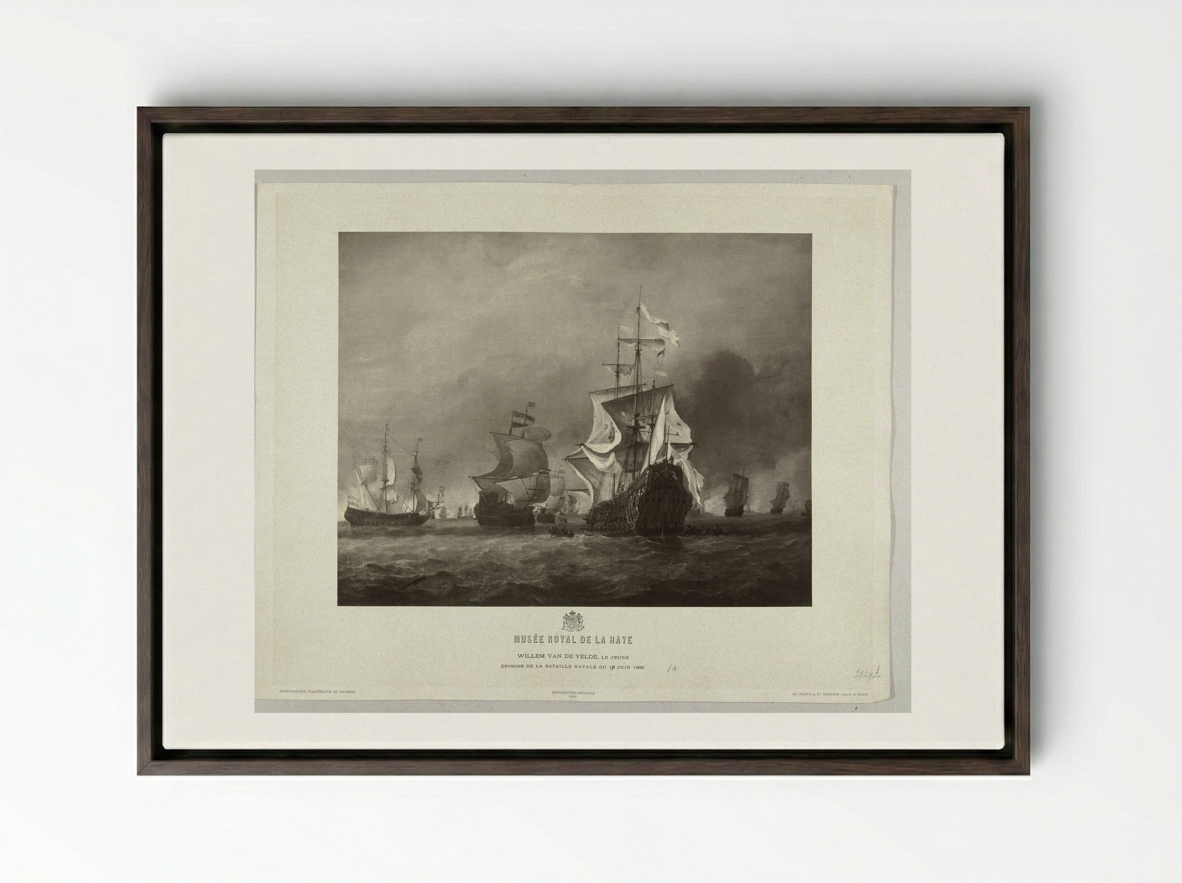 The Capture of the Royal Prince - Adolphe Braun & Cie. - Framed Canvas Dark Wood