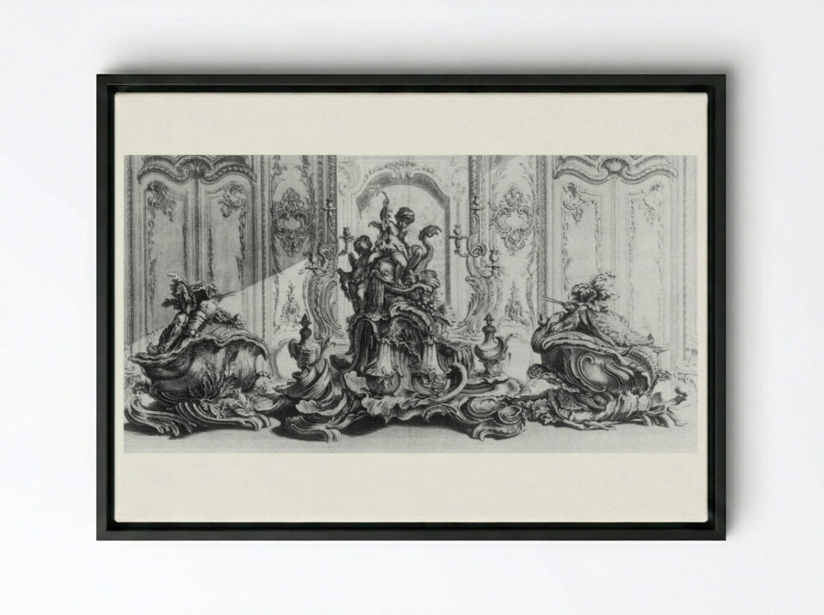 Sculpture Project in Silver for a Large Table Garniture - Gabriel Huquier - Framed Canvas Black