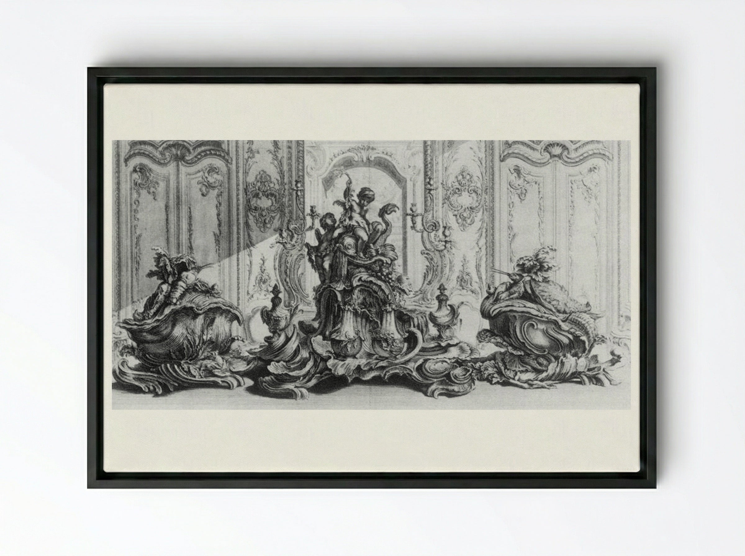 Sculpture Project in Silver for a Large Table Garniture - Gabriel Huquier - Framed Canvas Black