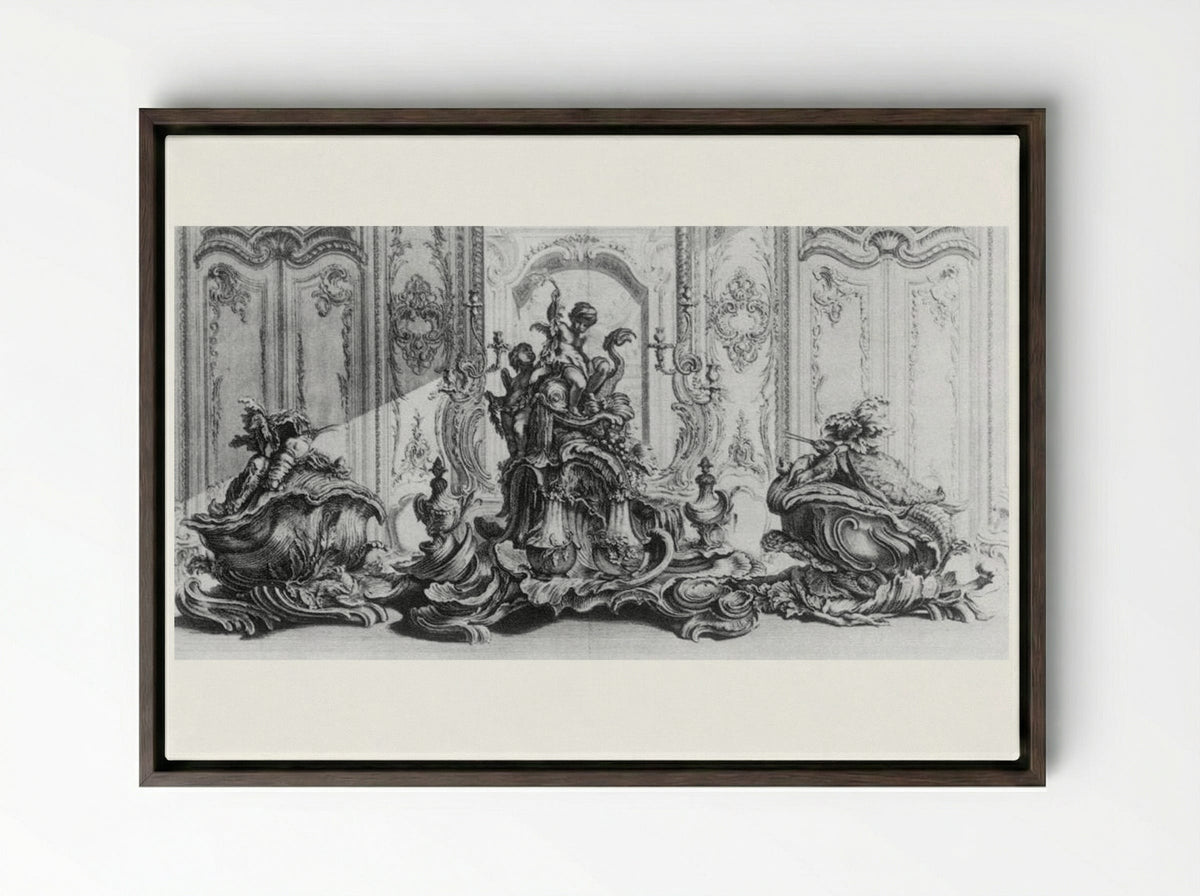 Sculpture Project in Silver for a Large Table Garniture - Gabriel Huquier - Framed Canvas Dark Wood