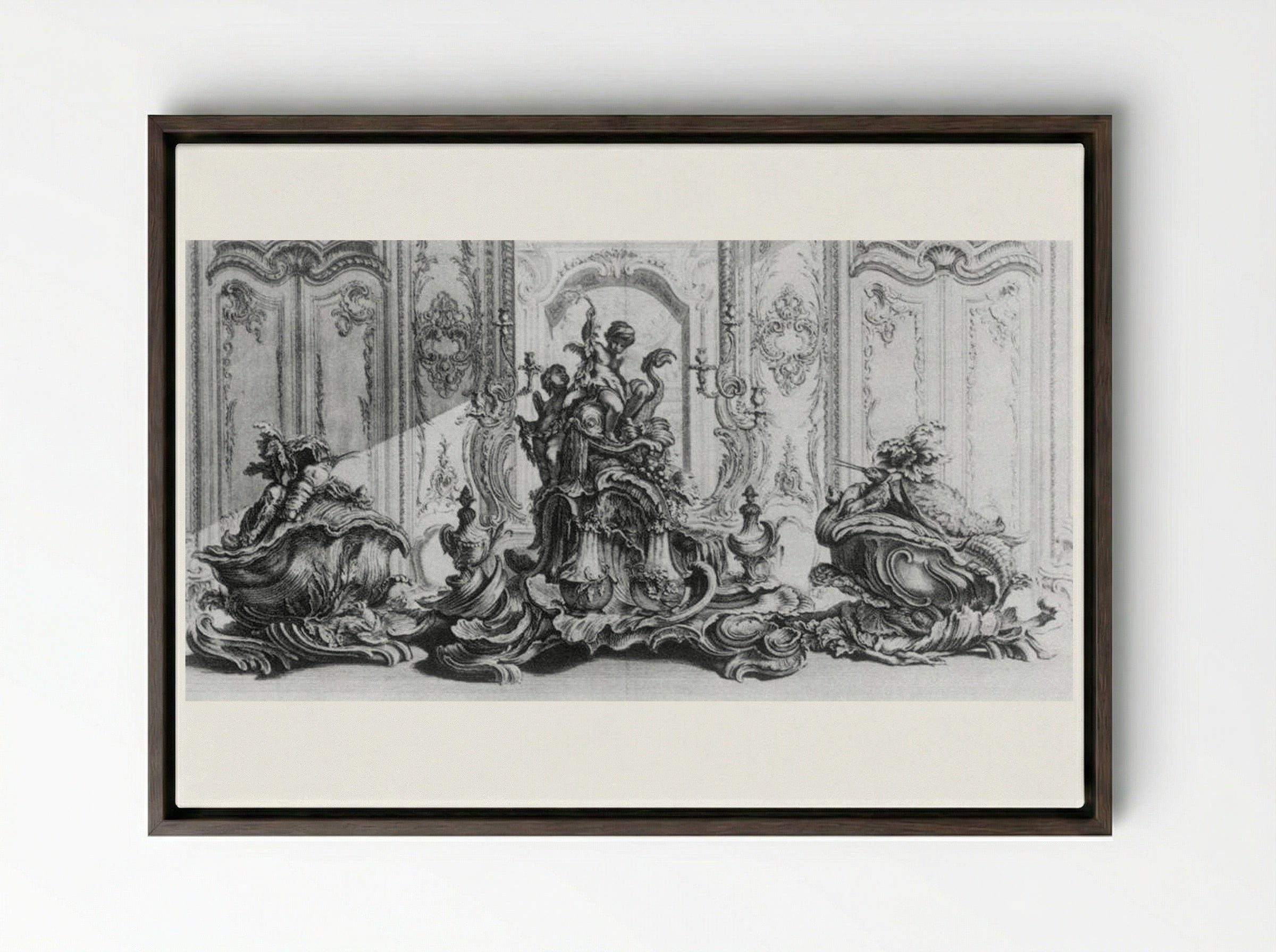 Sculpture Project in Silver for a Large Table Garniture - Gabriel Huquier - Framed Canvas Dark Wood