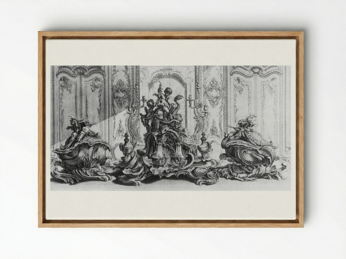 Sculpture Project in Silver for a Large Table Garniture - Gabriel Huquier - Framed Canvas Wood