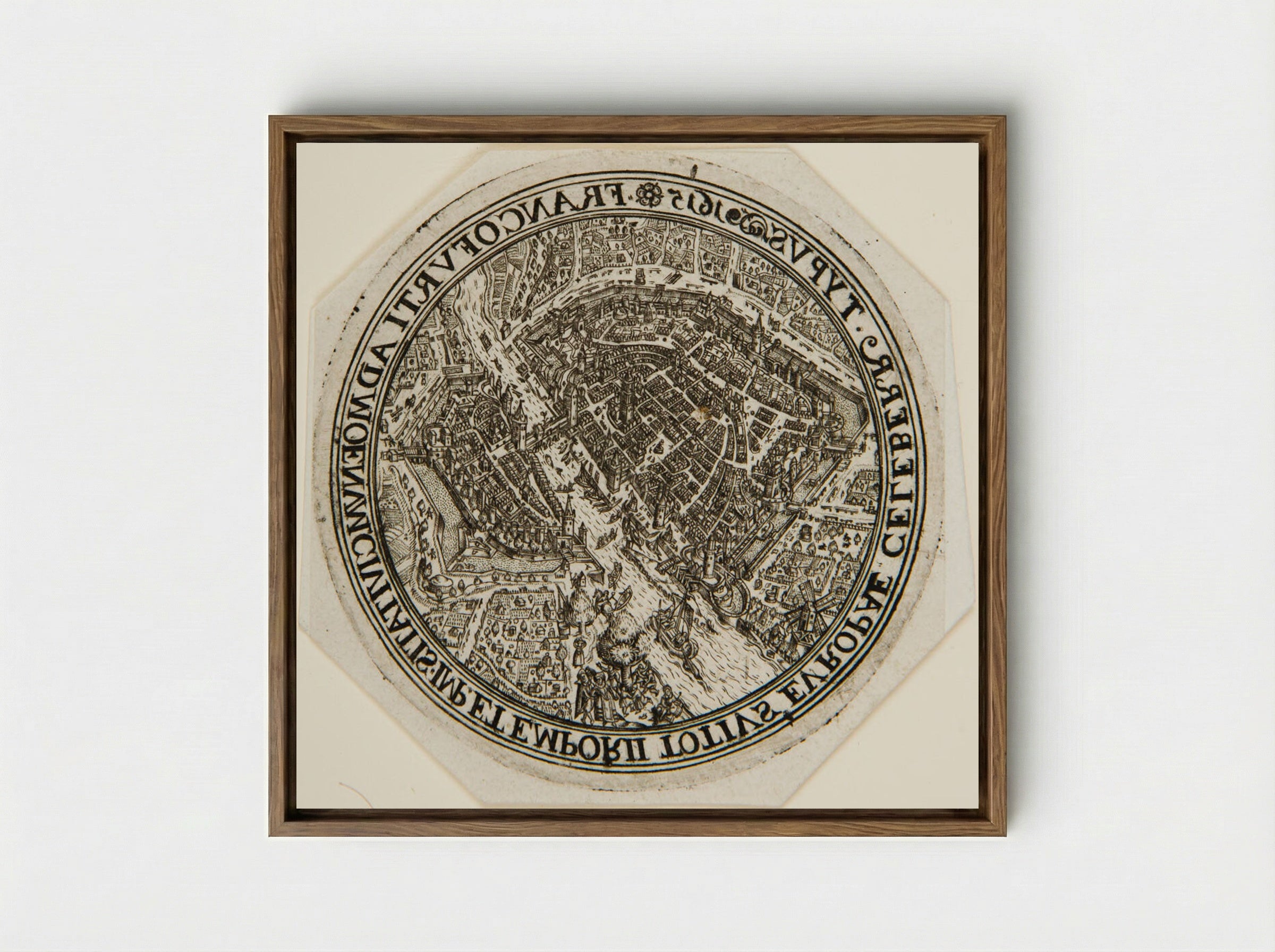Aerial View of Frankfort - Johann Theodor de Bry - Framed Canvas Wood