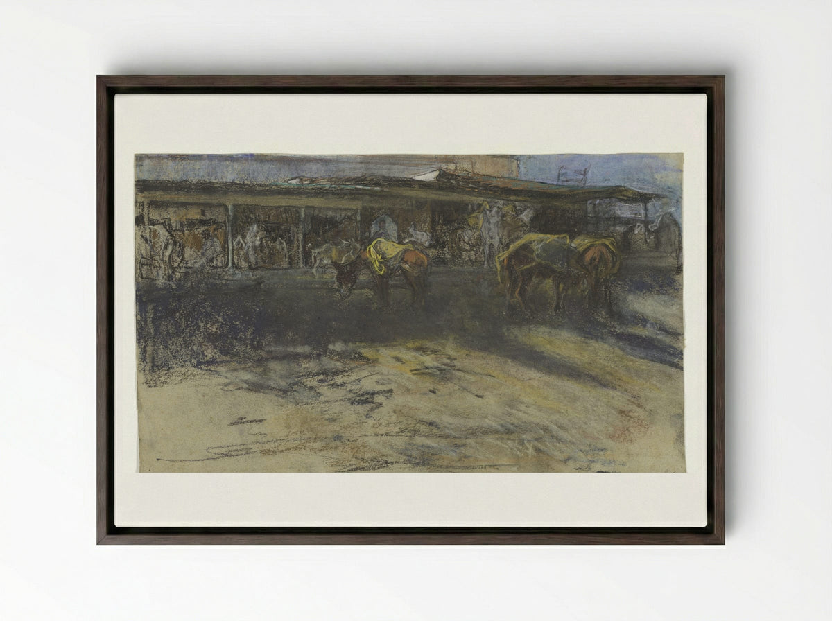 Pakezels op de Grote Markt te Tanger - Jac van Looij - Framed Canvas Dark Wood