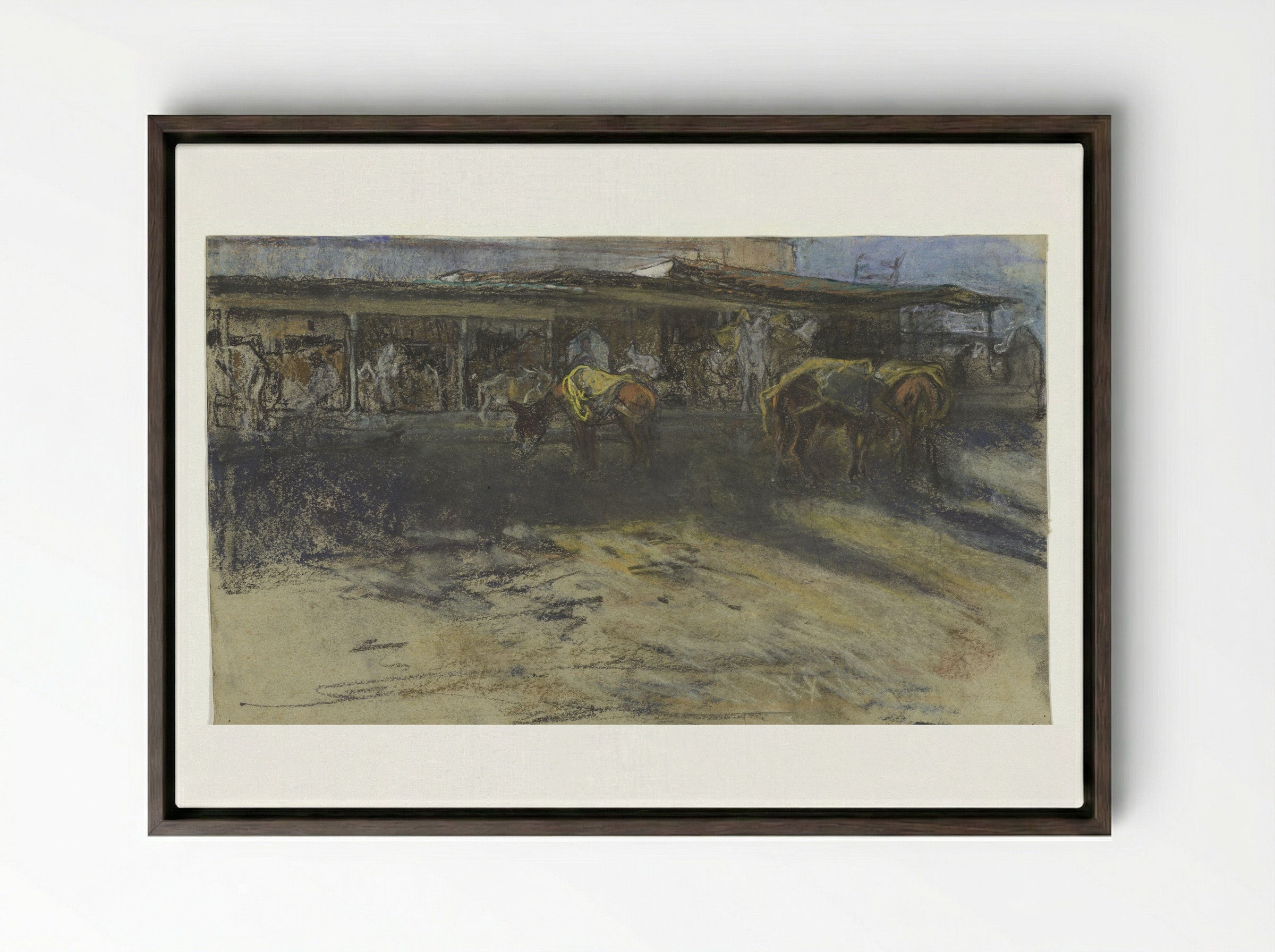 Pakezels op de Grote Markt te Tanger - Jac van Looij - Framed Canvas Dark Wood