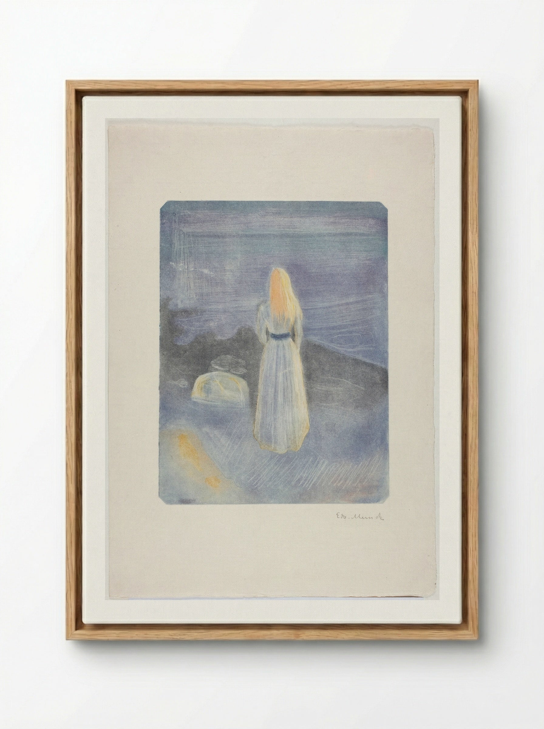Young Woman on the Beach - Edvard Munch - Framed Canvas Wood